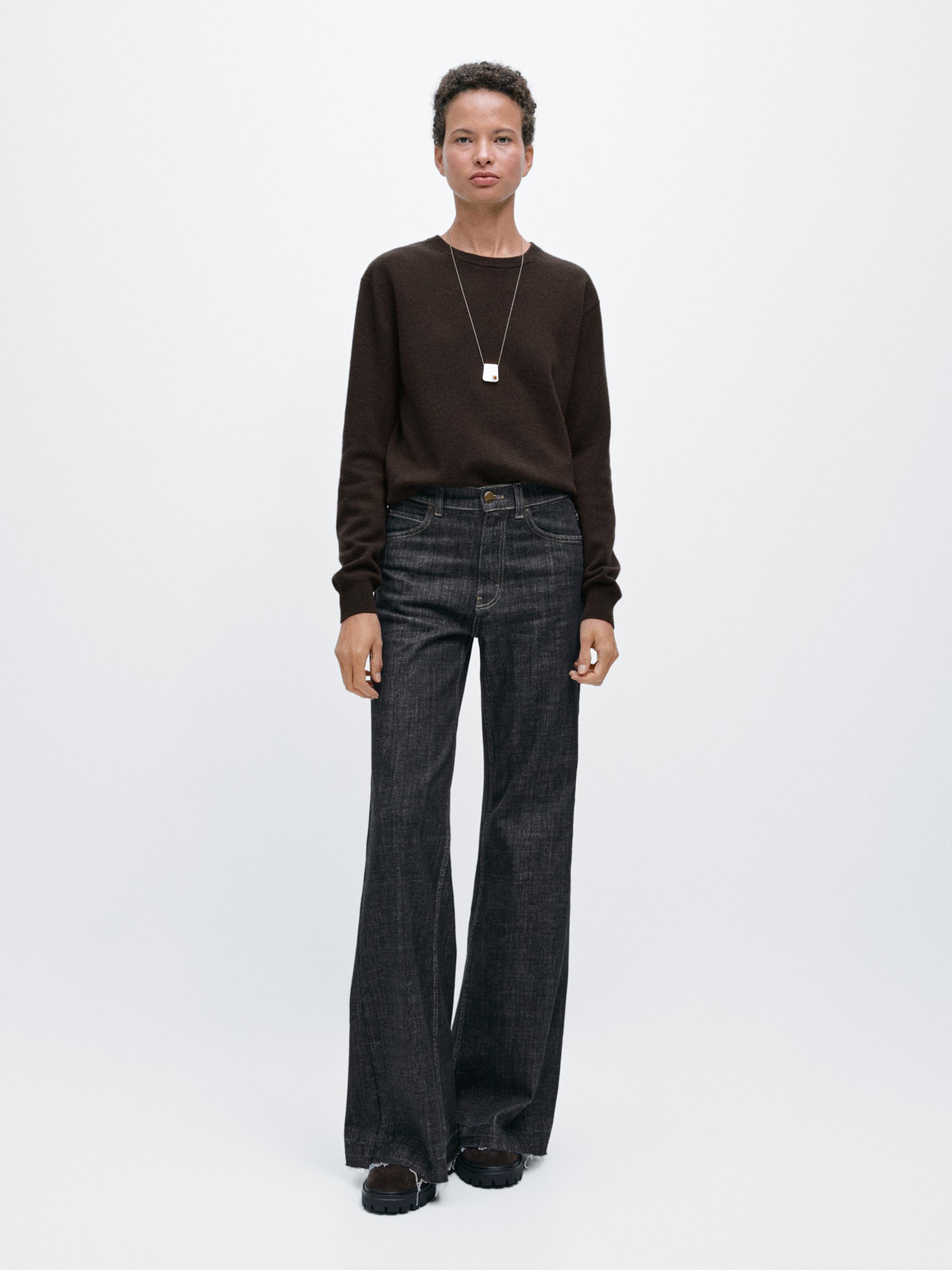 Flared high-waist jeans — DARK BLUE