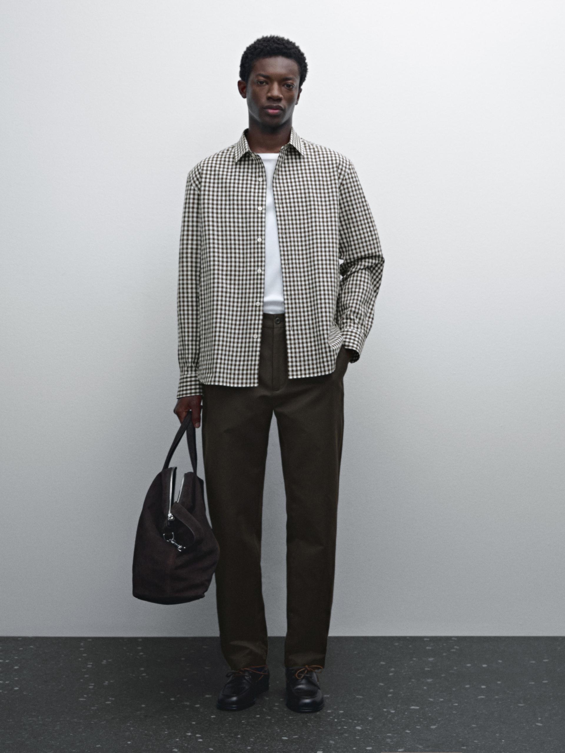 Camicia A Quadri Relax Fit - Marrone - S - Massimo Dutti - Maschile