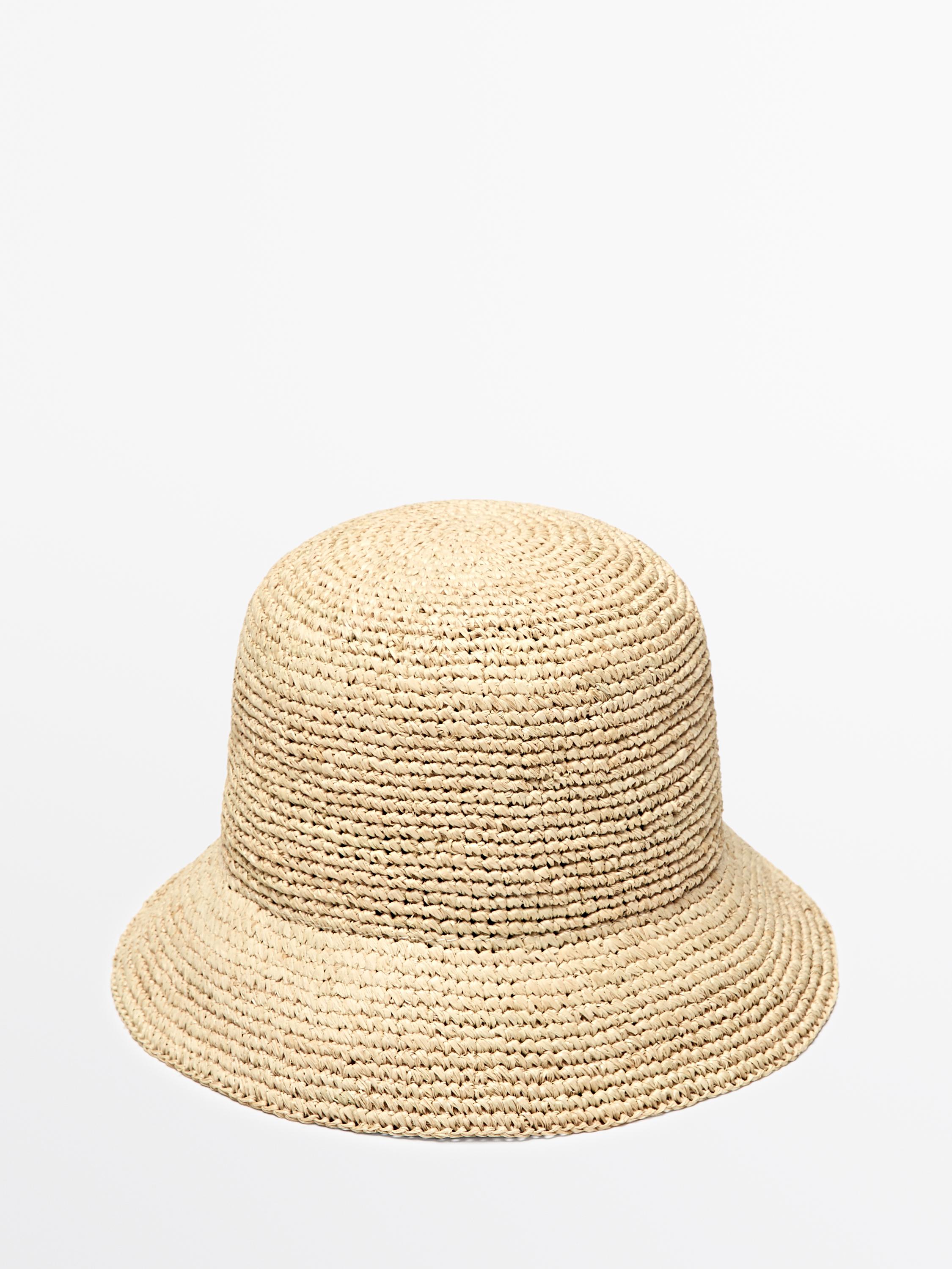 Raffia bucket hat — CREAM