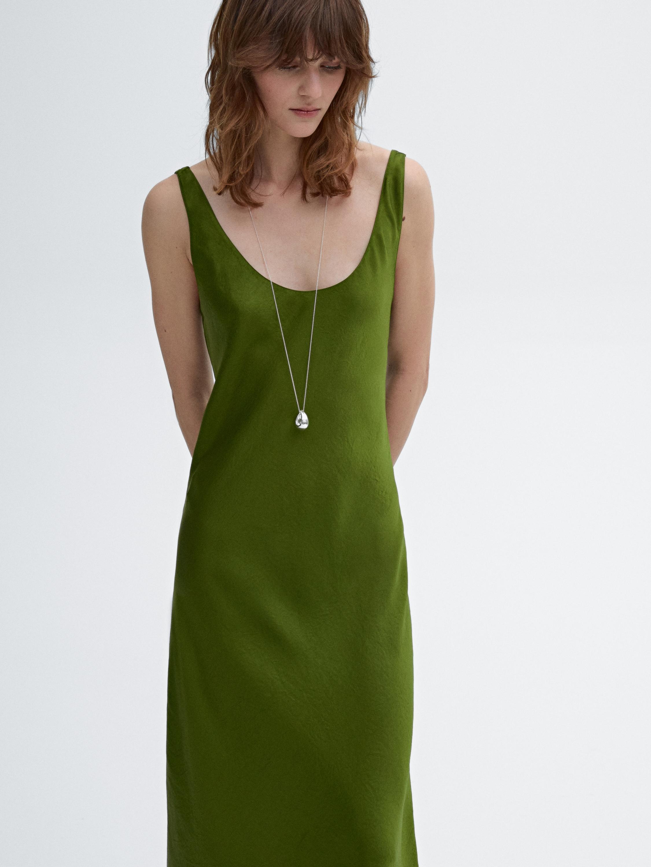 Vestido midi lencero satinado