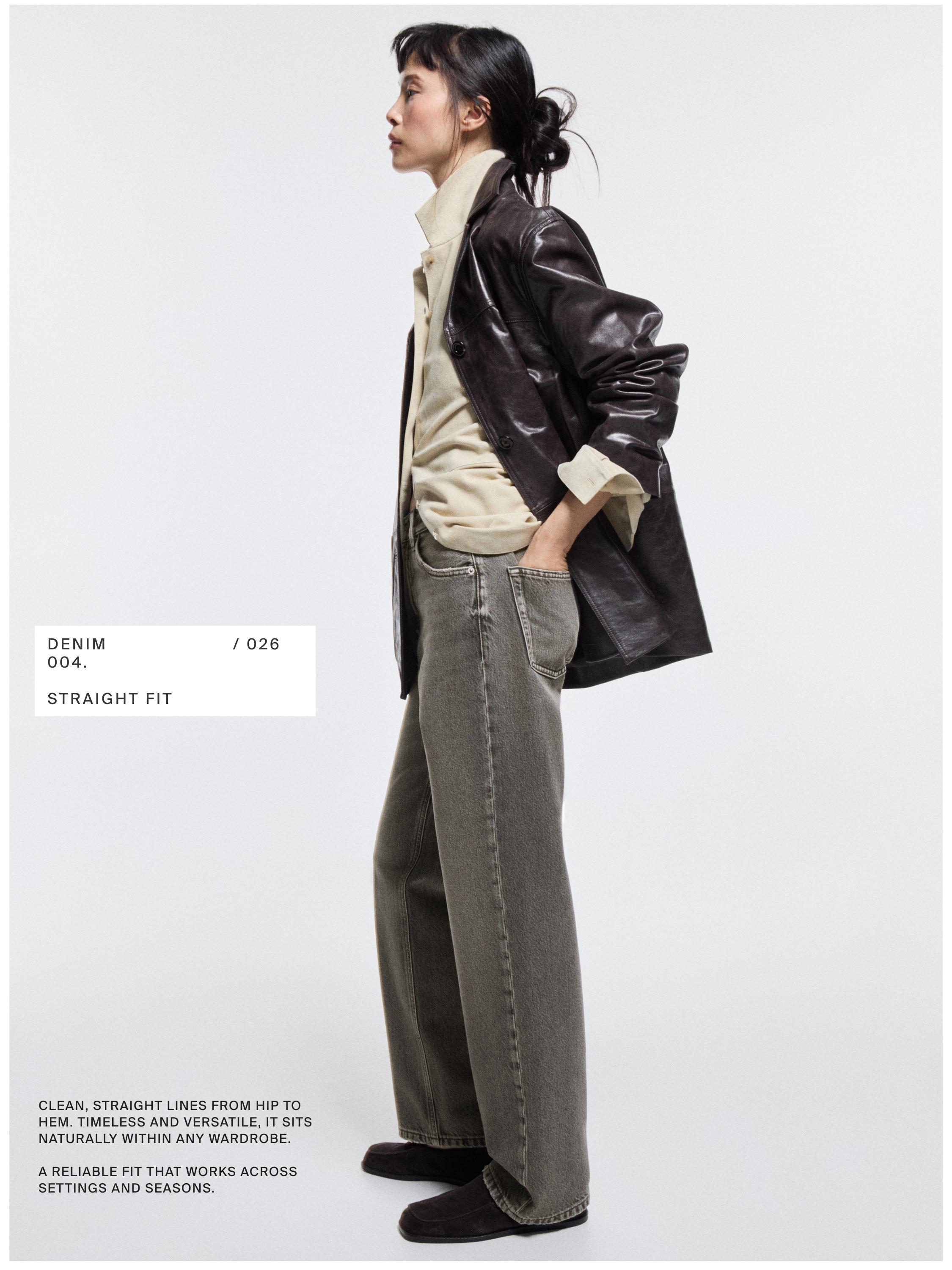 Straight-leg high-waist jeans — CHARCOAL