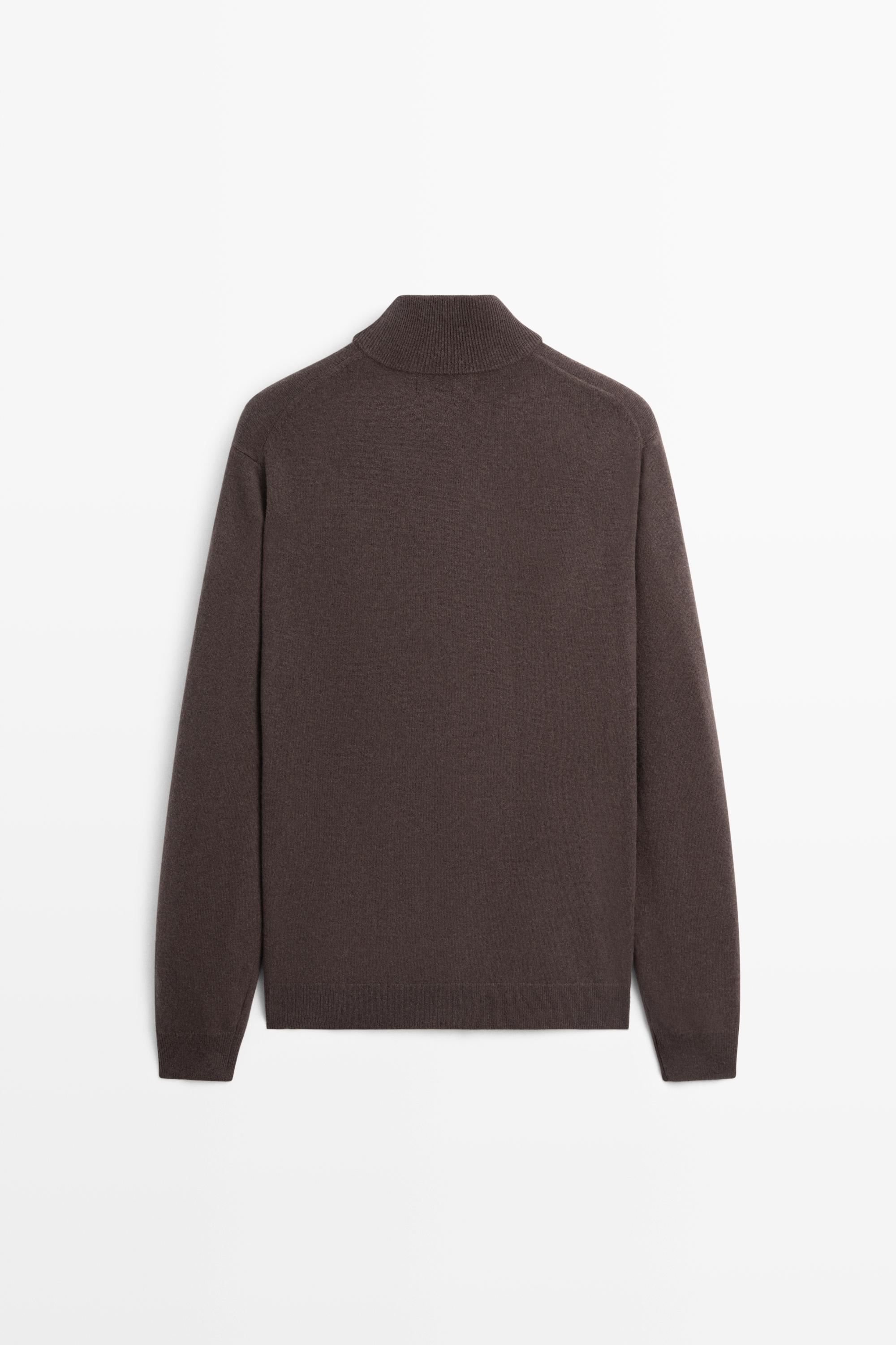 Wool blend zip-detail cardigan — BROWN