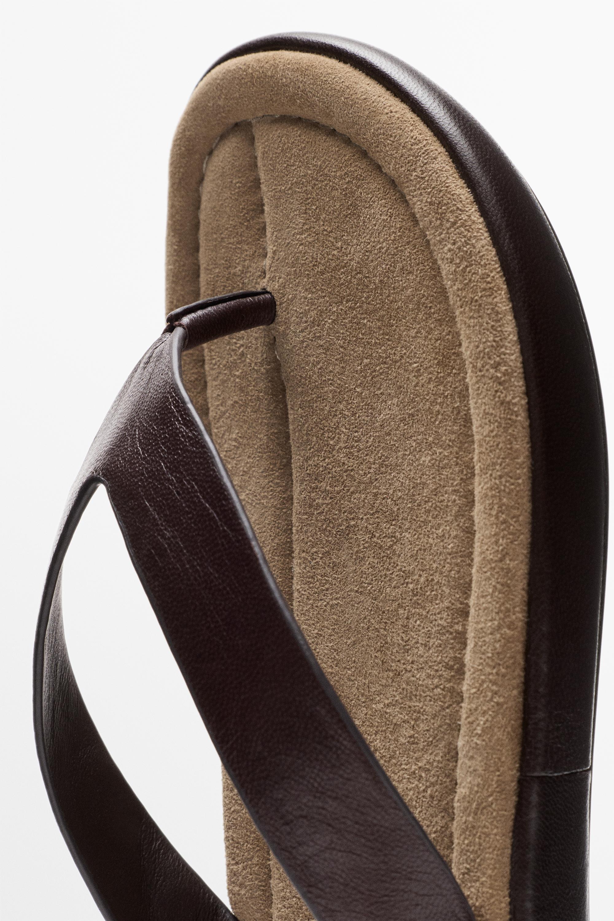 Leather platform sandals — BROWN