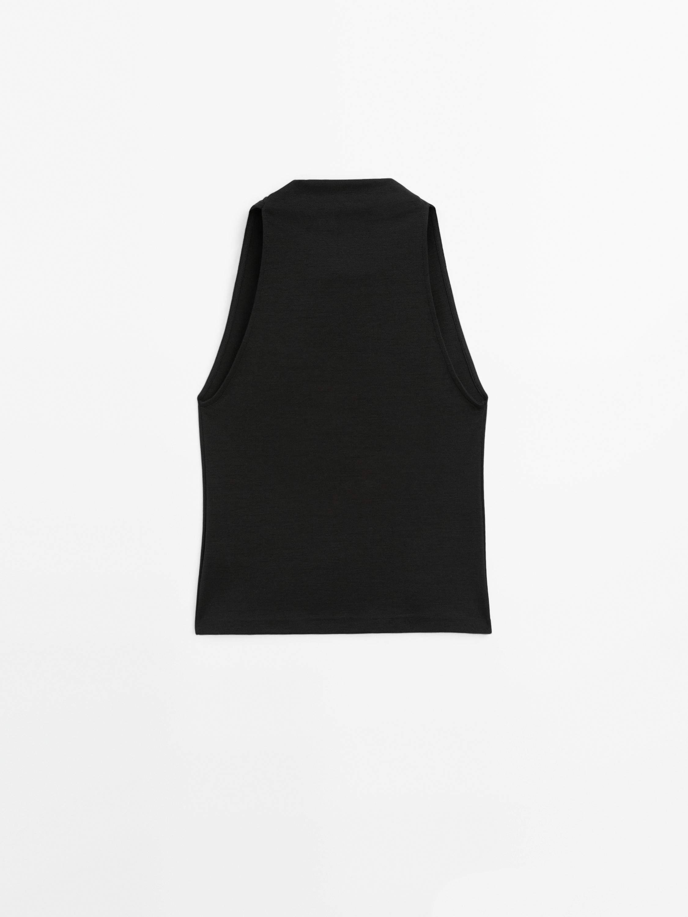 Funnel neck top with draped detail