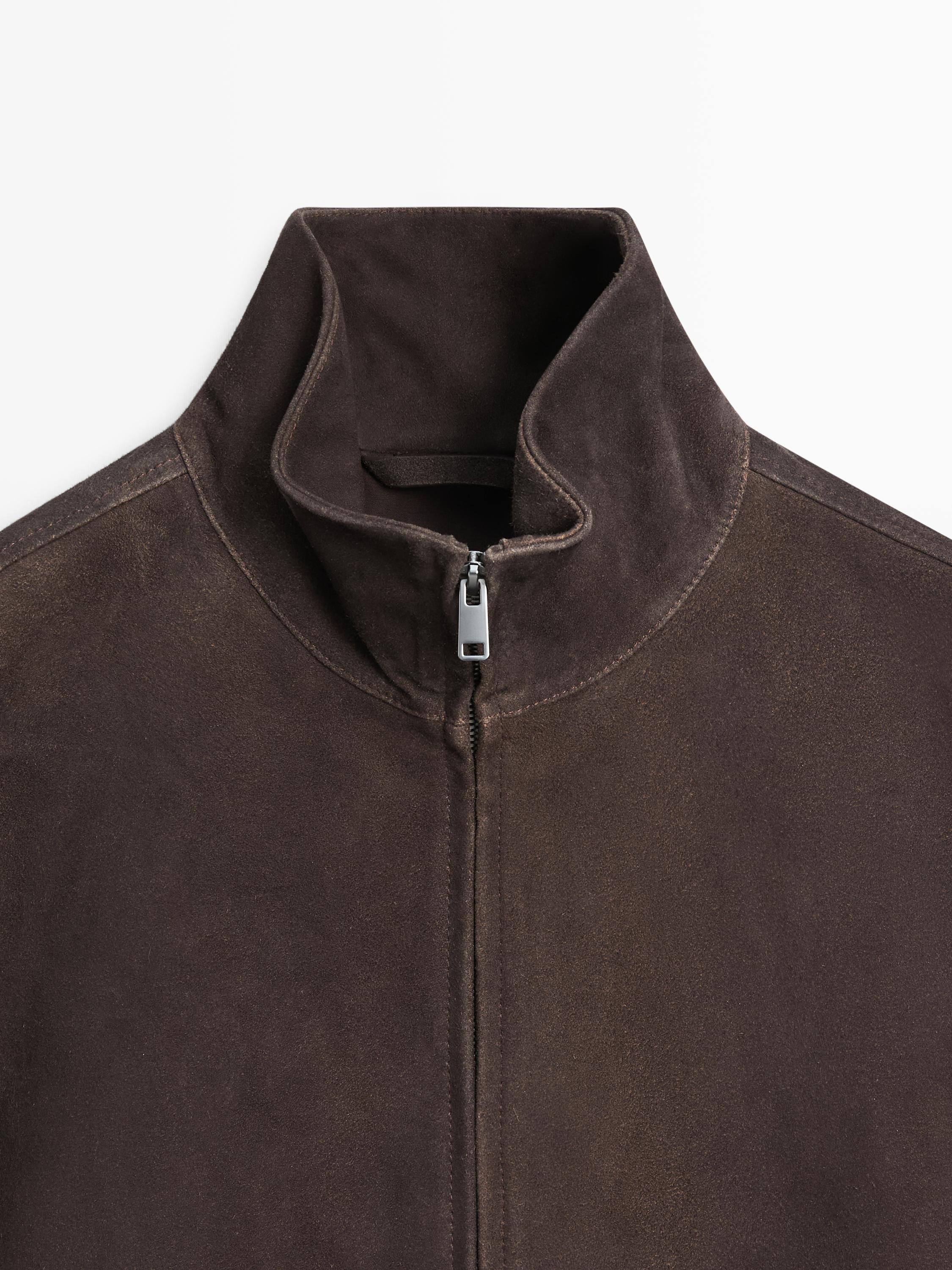 Suede leather jacket — GREY