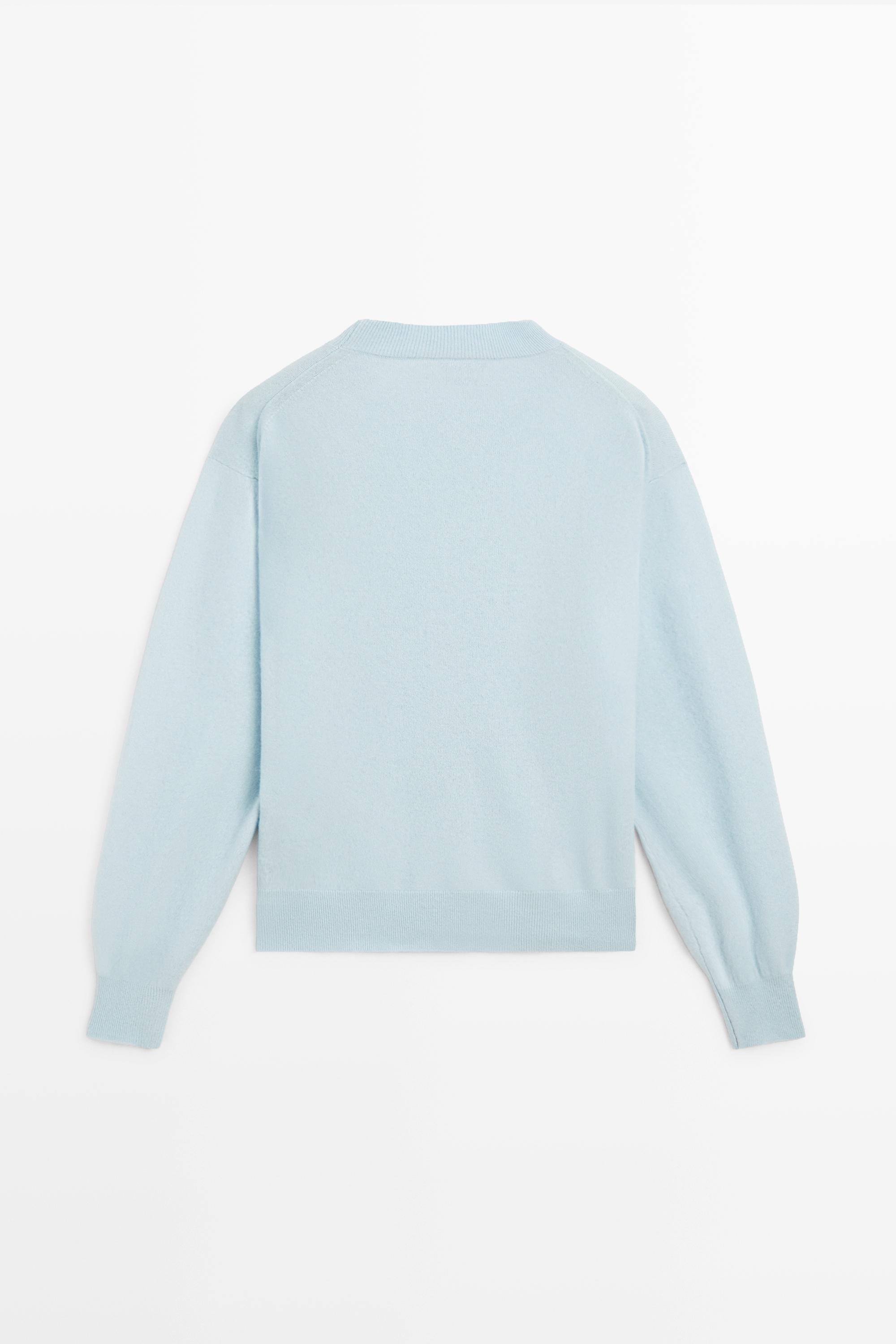 100% cashmere long sleeve sweater — Light blue