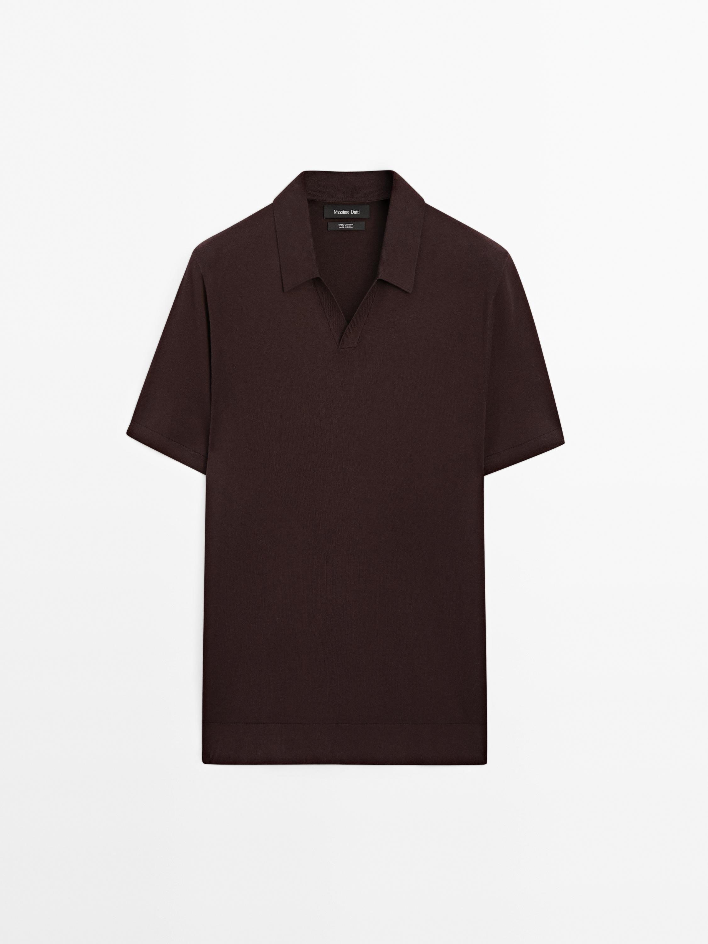 Short sleeve cotton knit polo shirt