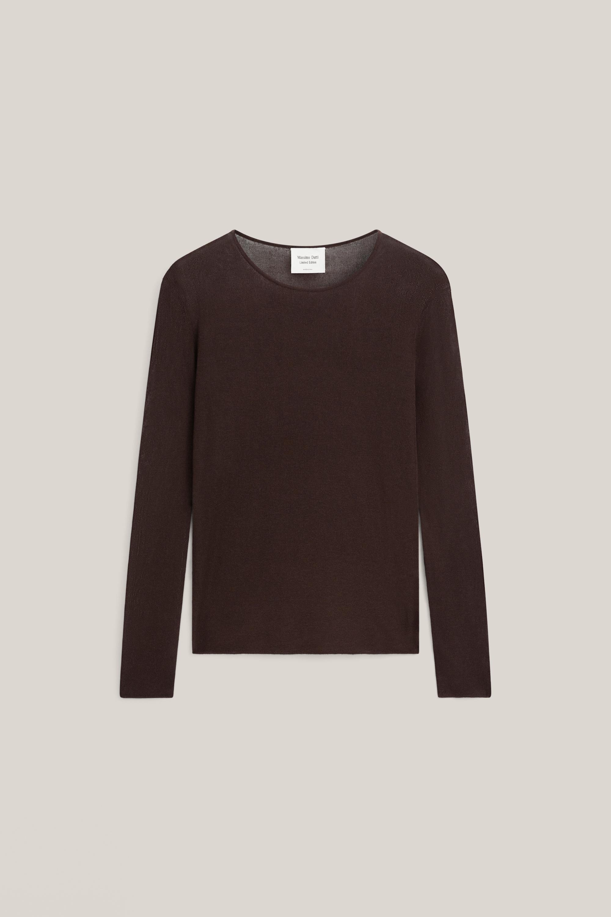 Transparent silk blend top with long sleeves - LIMITED EDITION — BROWN