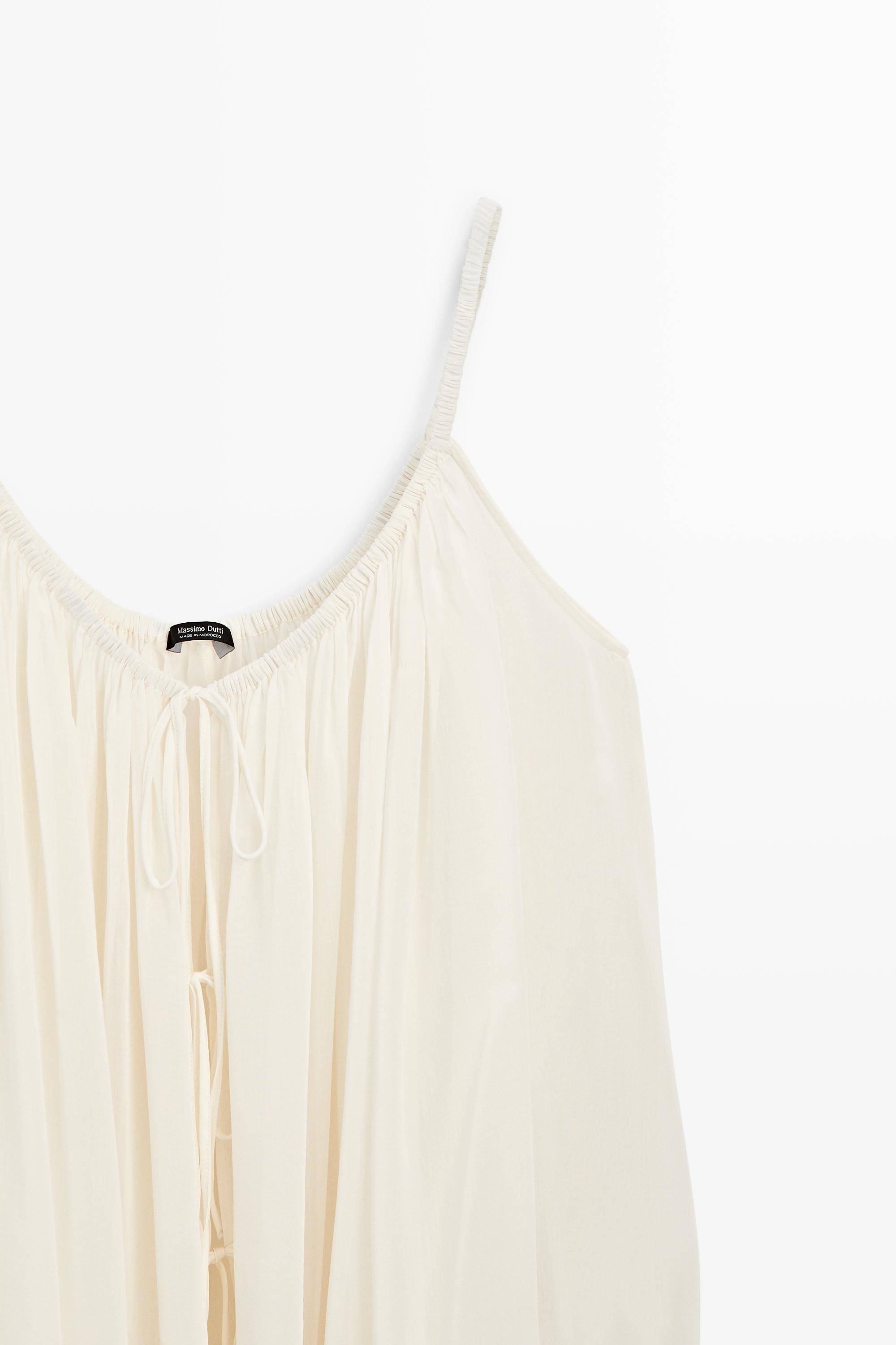 Cotton cupro blend camisole with bow details — CREAM