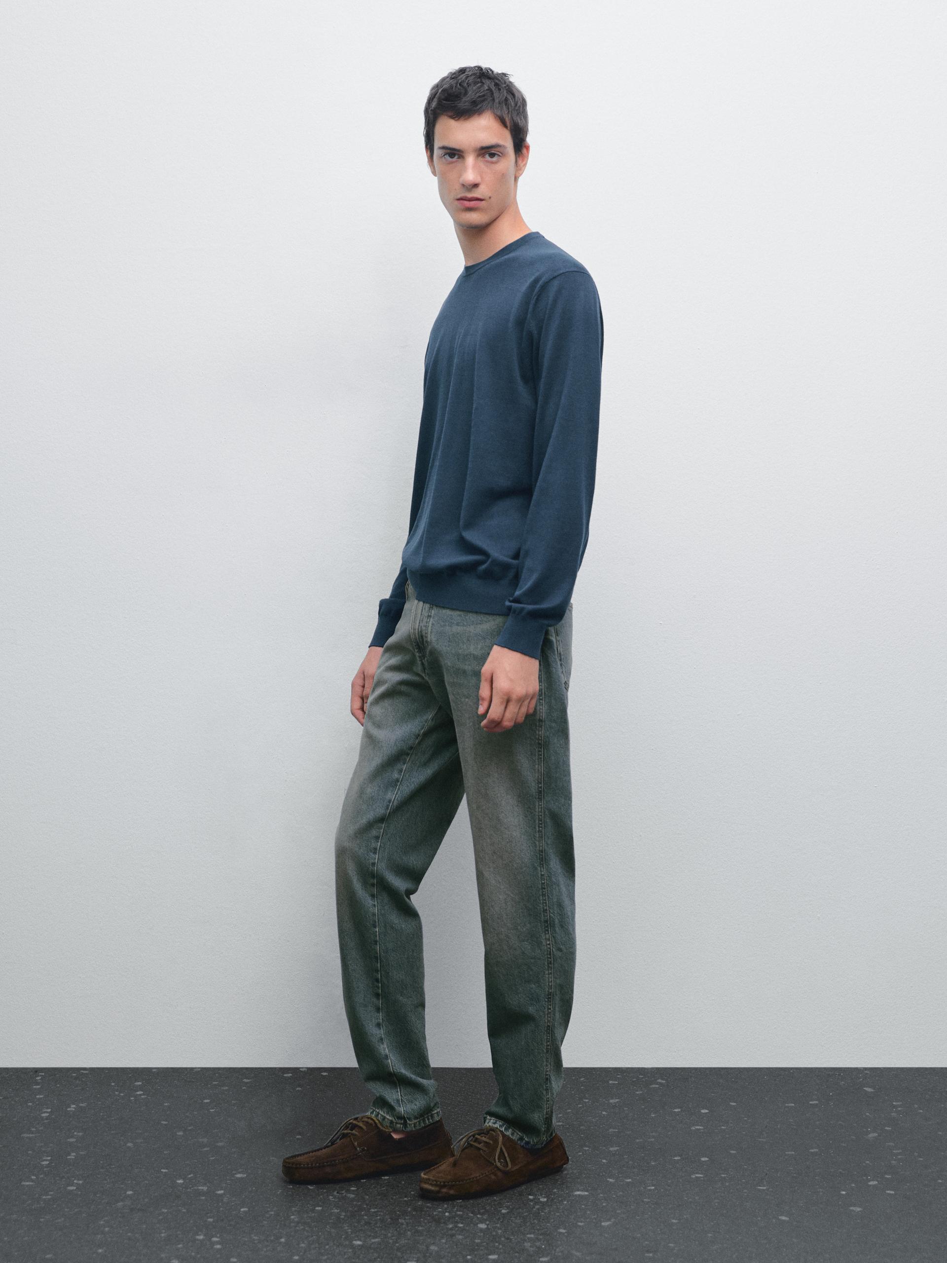 Pull En Coton Et Soie Mélangés - Bleu - S - Massimo Dutti - Homme