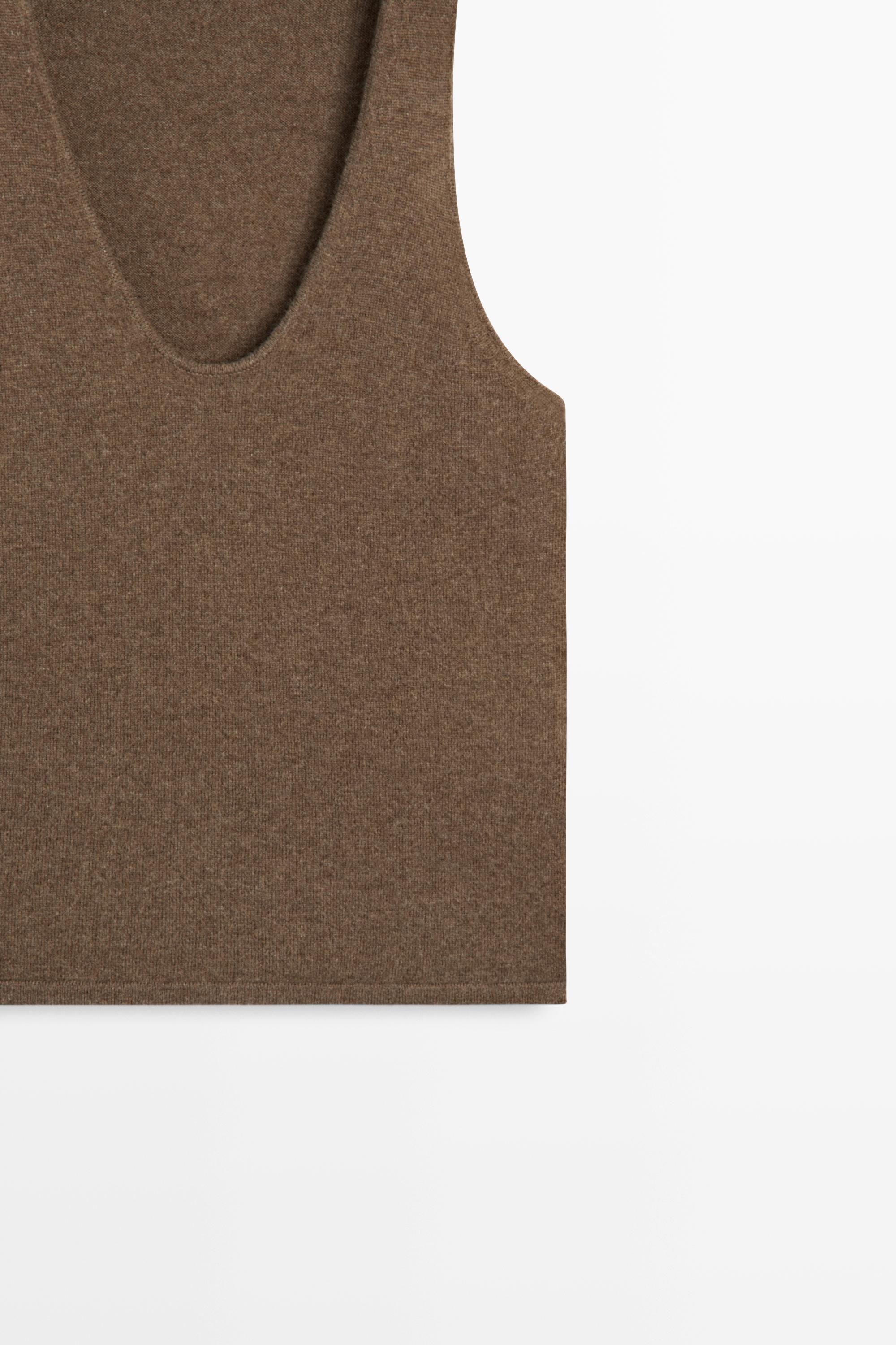 100% Cashmere Knit Top — TOFFEE