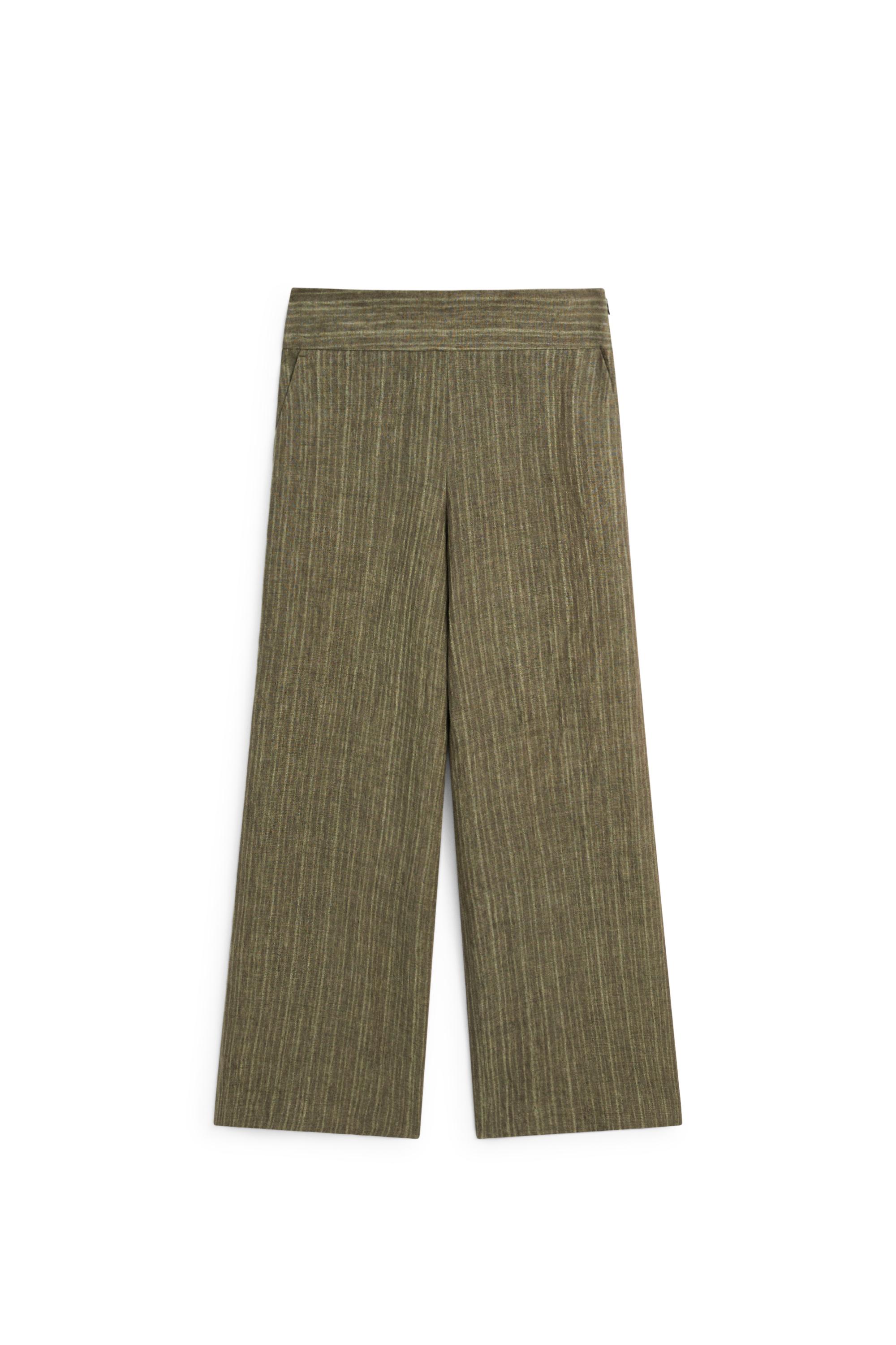 Total look linen trousers with corset belt detail — GREEN