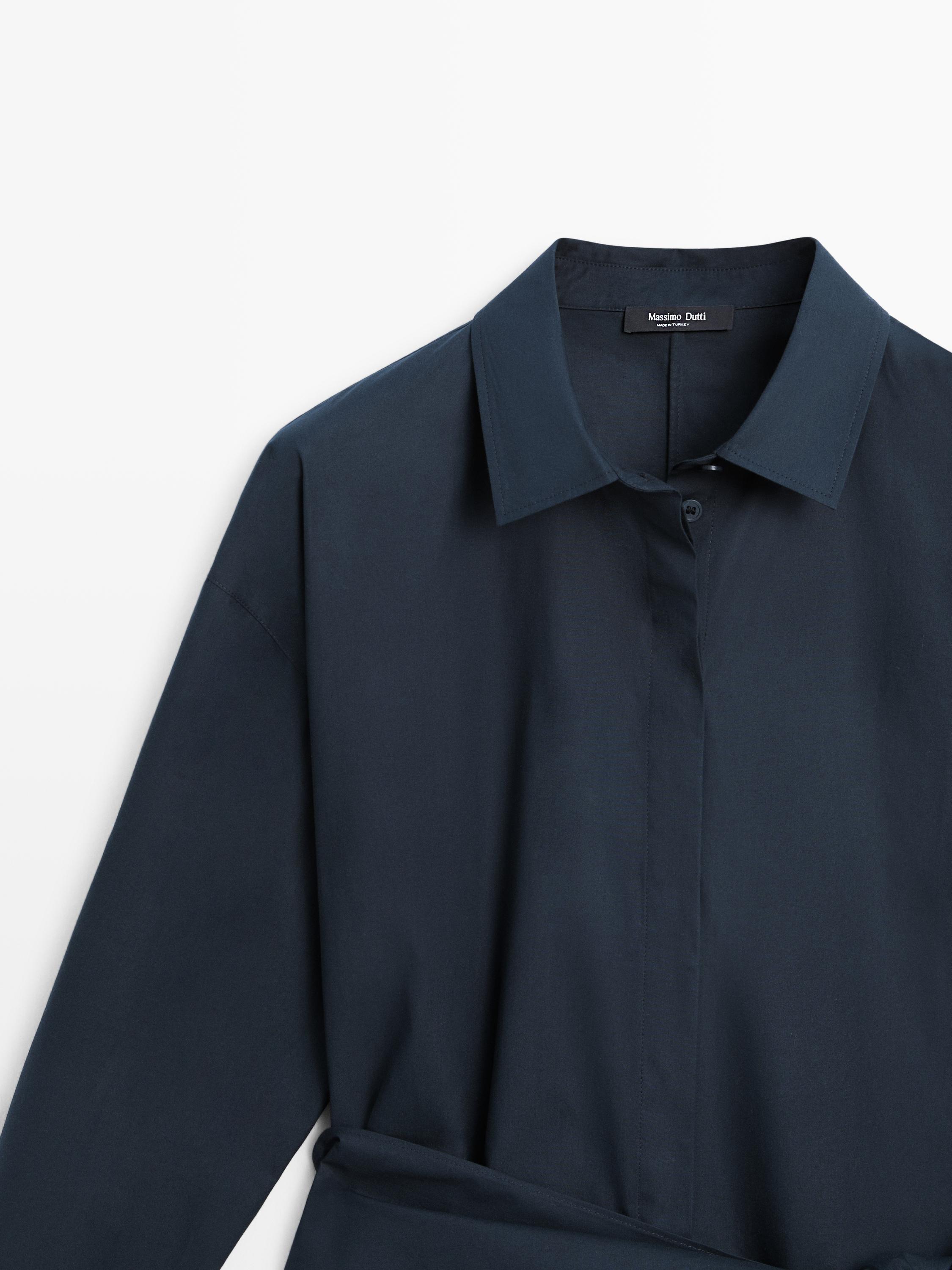 massimo dutti box pleat shirt dress Flowing midi shirt dress Blue Dress