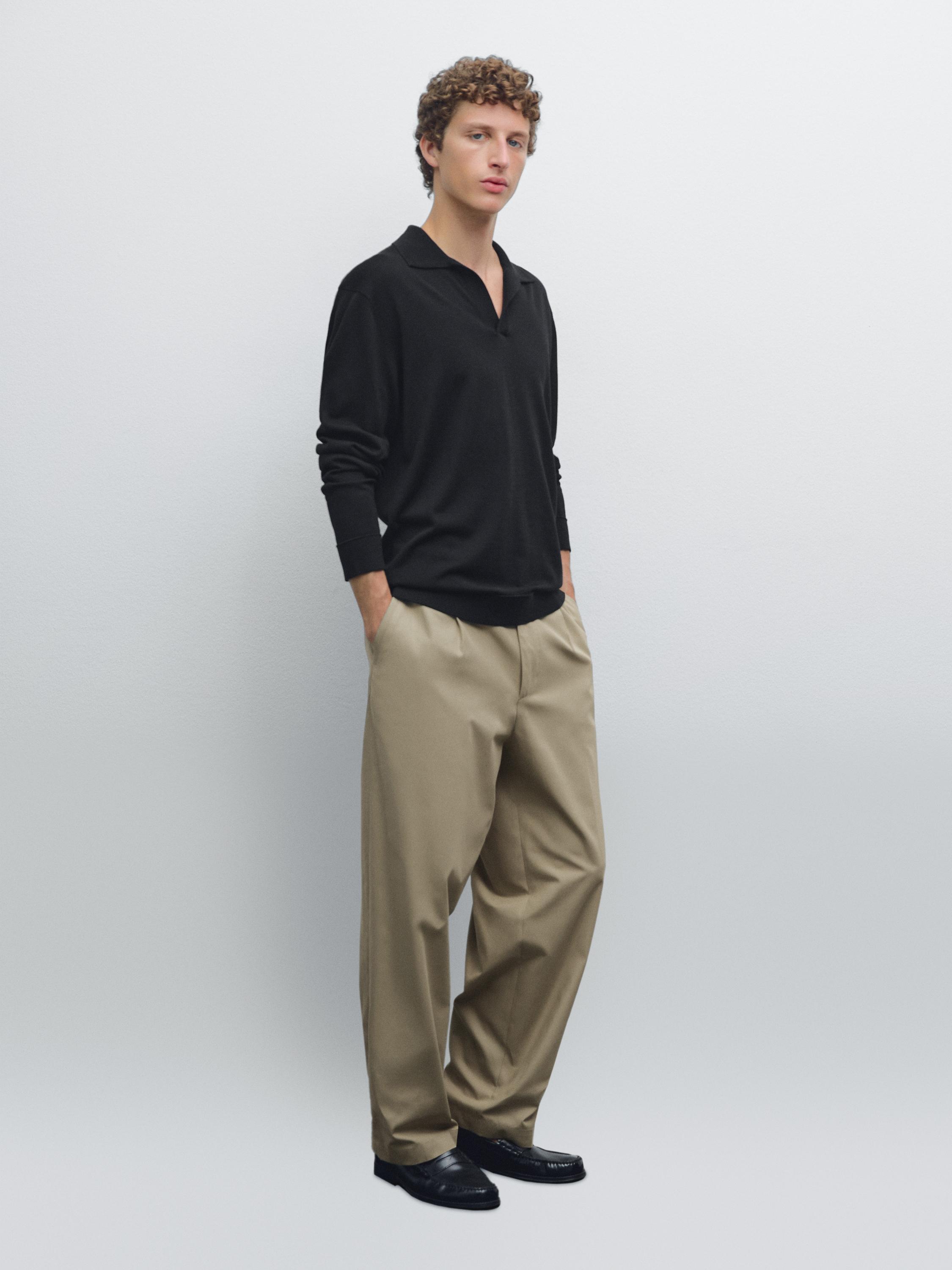 Knit sweater with a polo collar