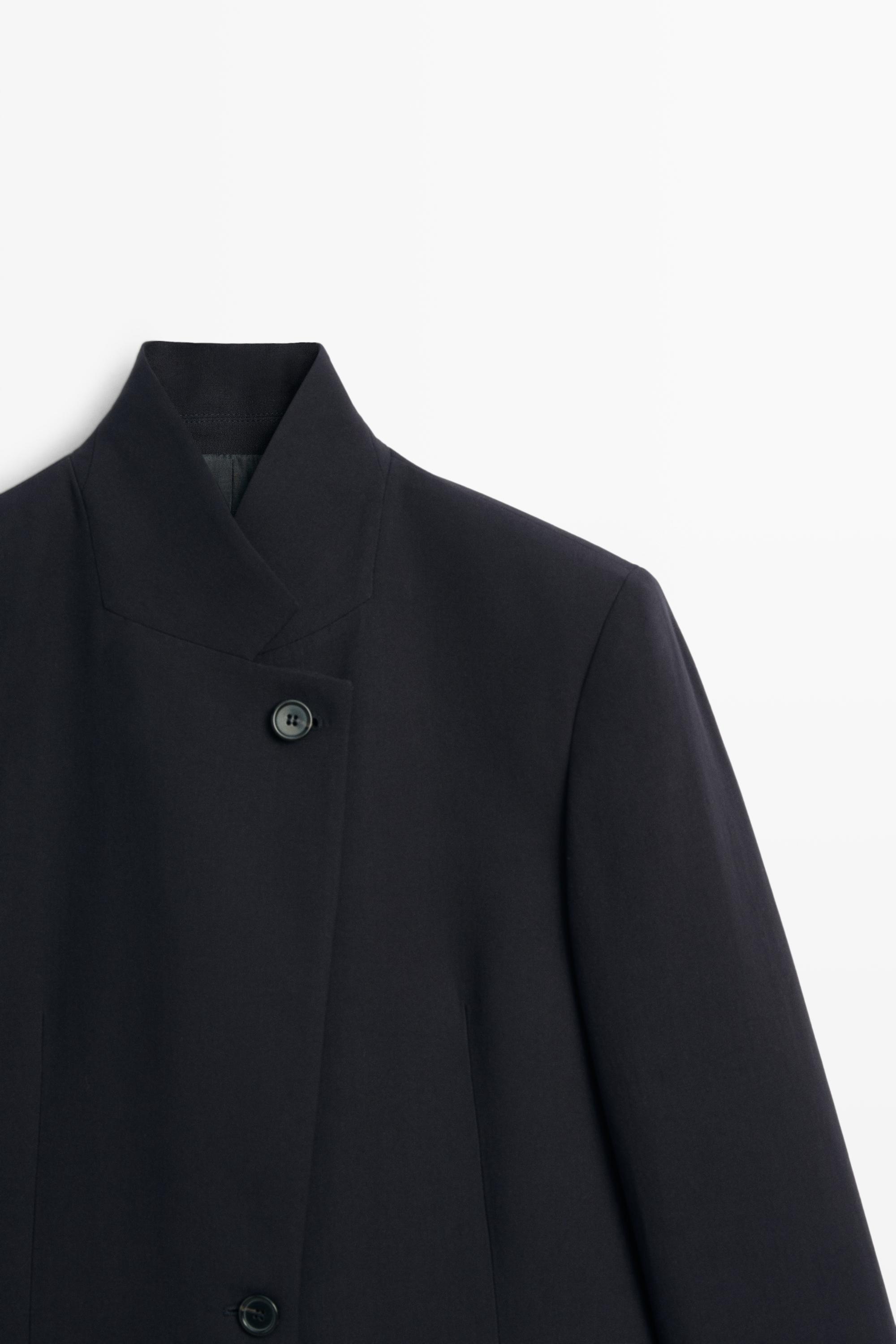 Flowy button-detail blazer — NAVY BLUE