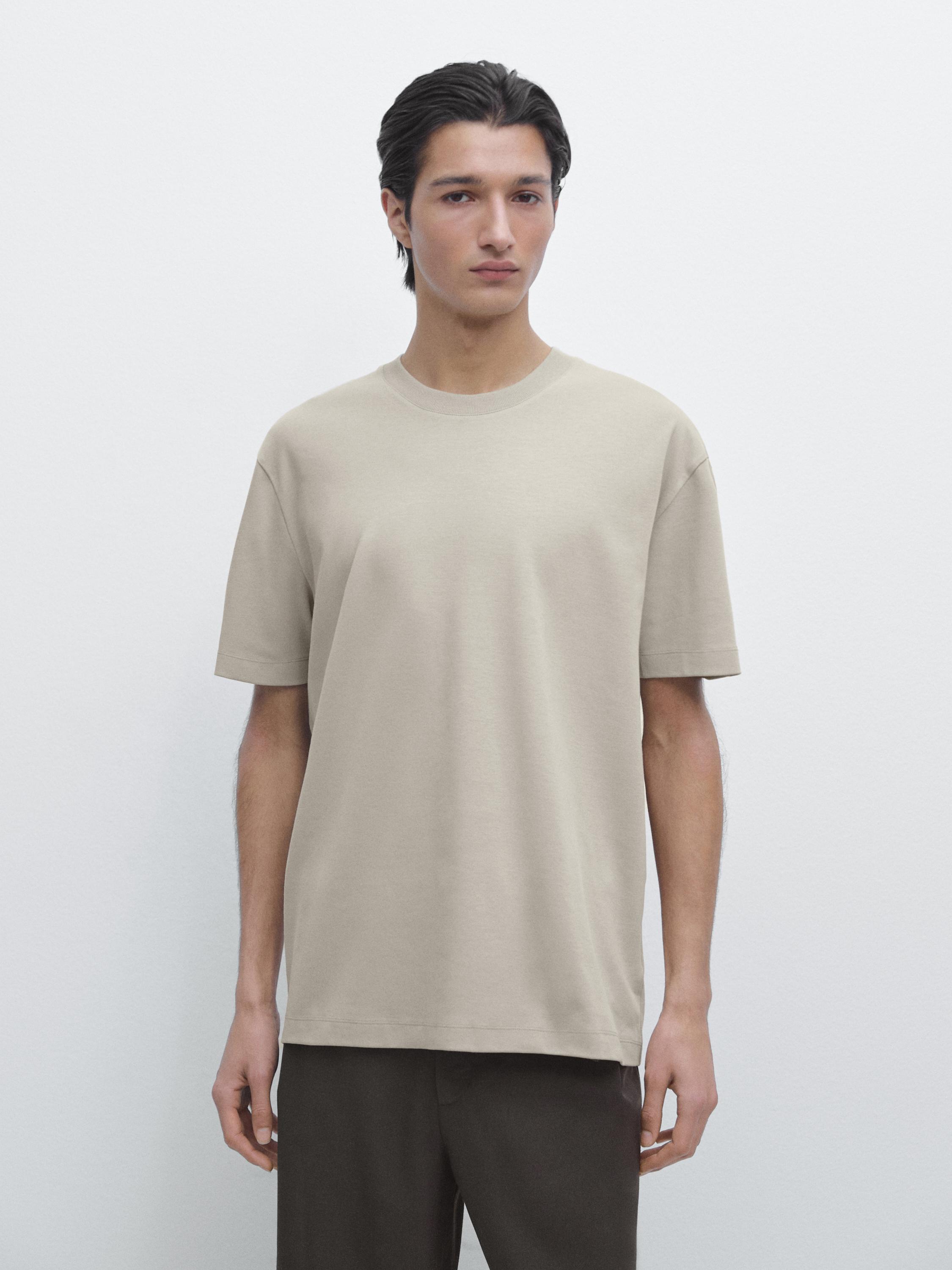 100% cotton short sleeve T-shirt — STONE