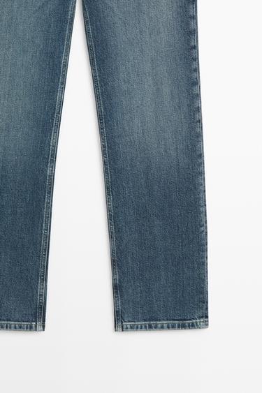 Mid-waist straight-leg jeans — MEDIUM BLUE 7