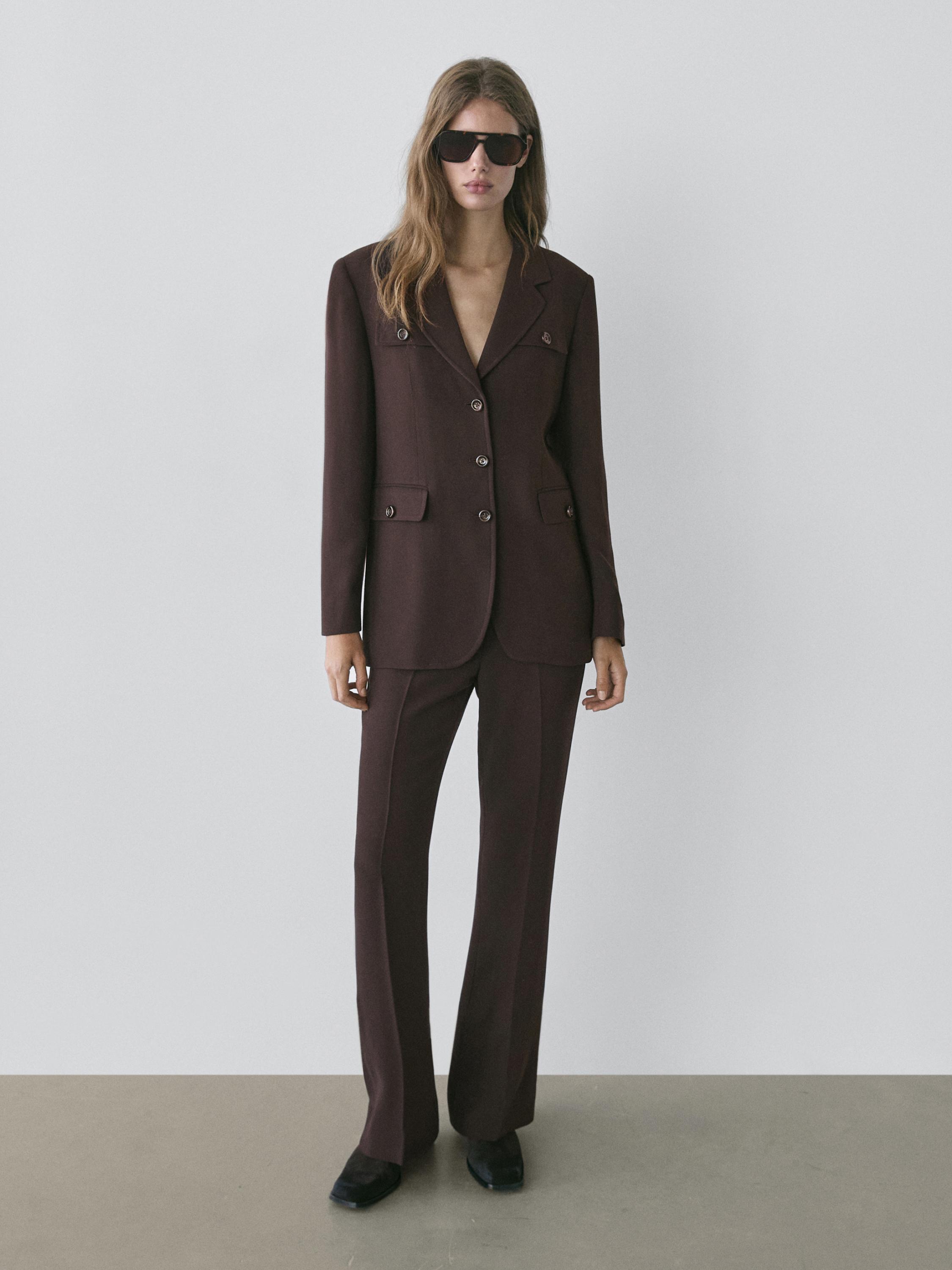Flared trousers with pocket — Chocolate