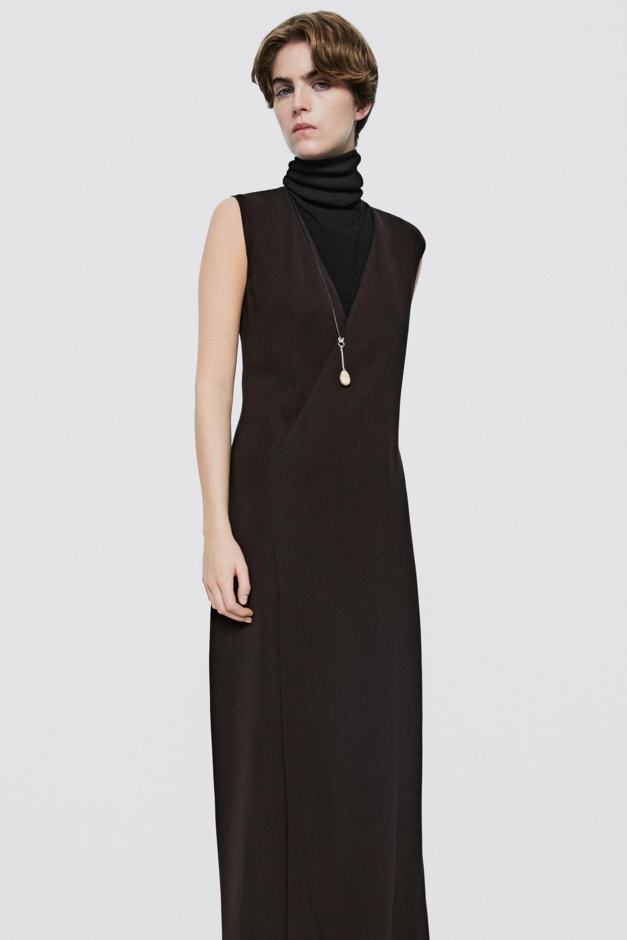 V-neck midi dress - LIMITED EDITION — BROWN