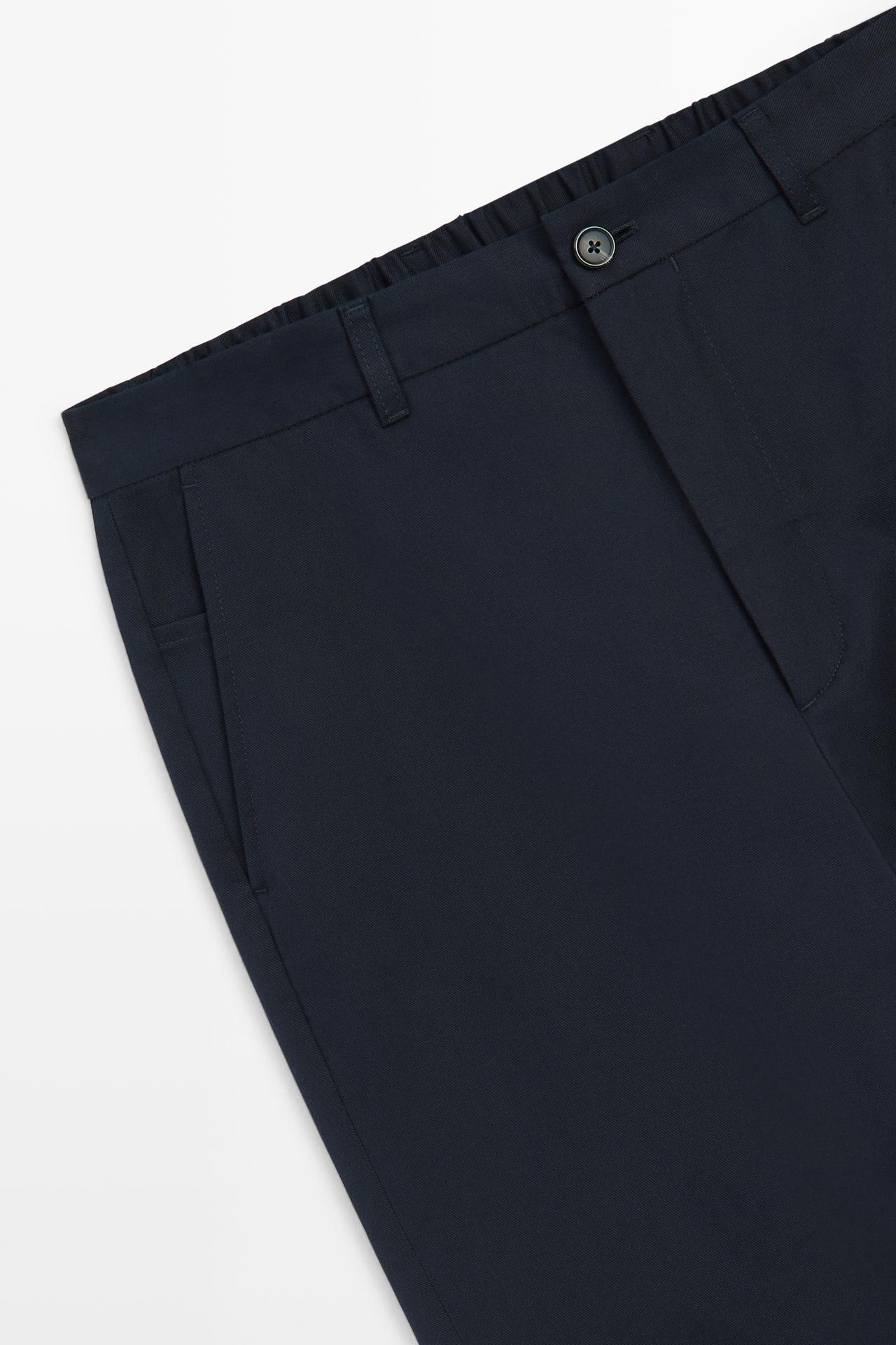 Cotton blend jogger fit pants — NAVY BLUE