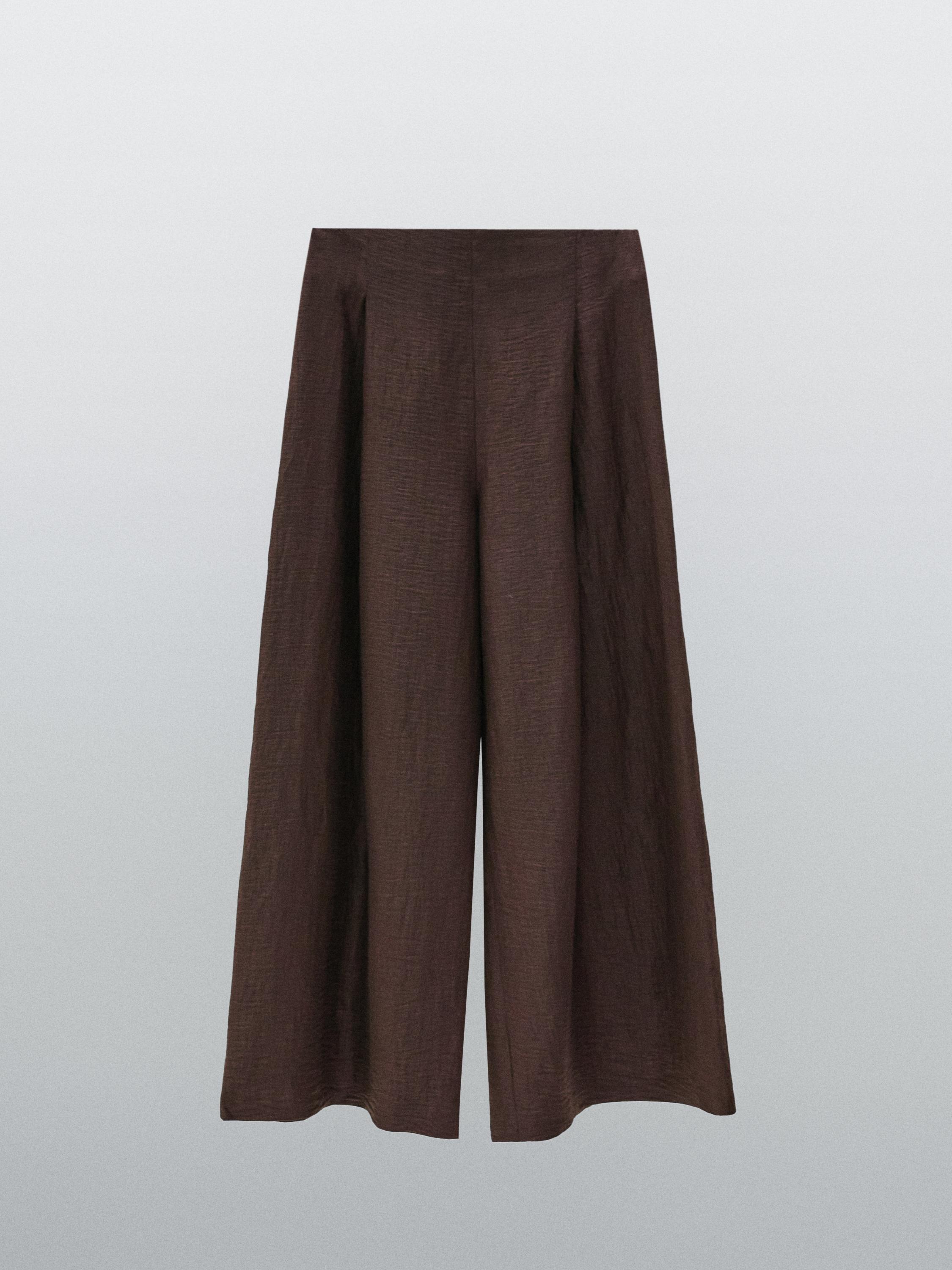 Geniş paça keten karışımlı pantolon - Studio