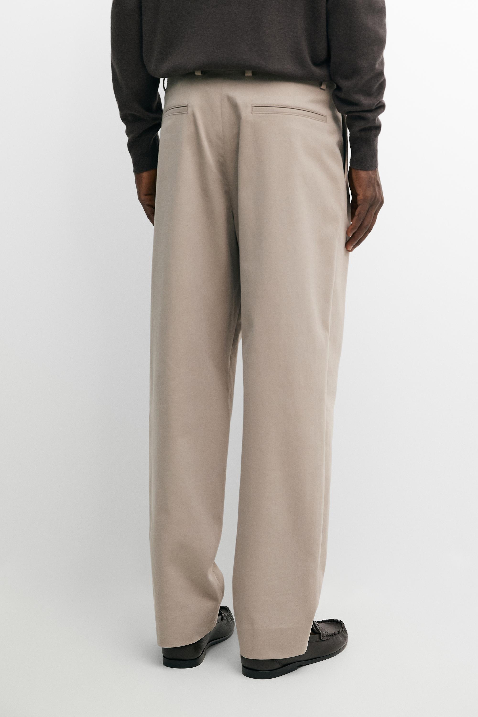 Cotton blend darted pants — TAUPE GREY