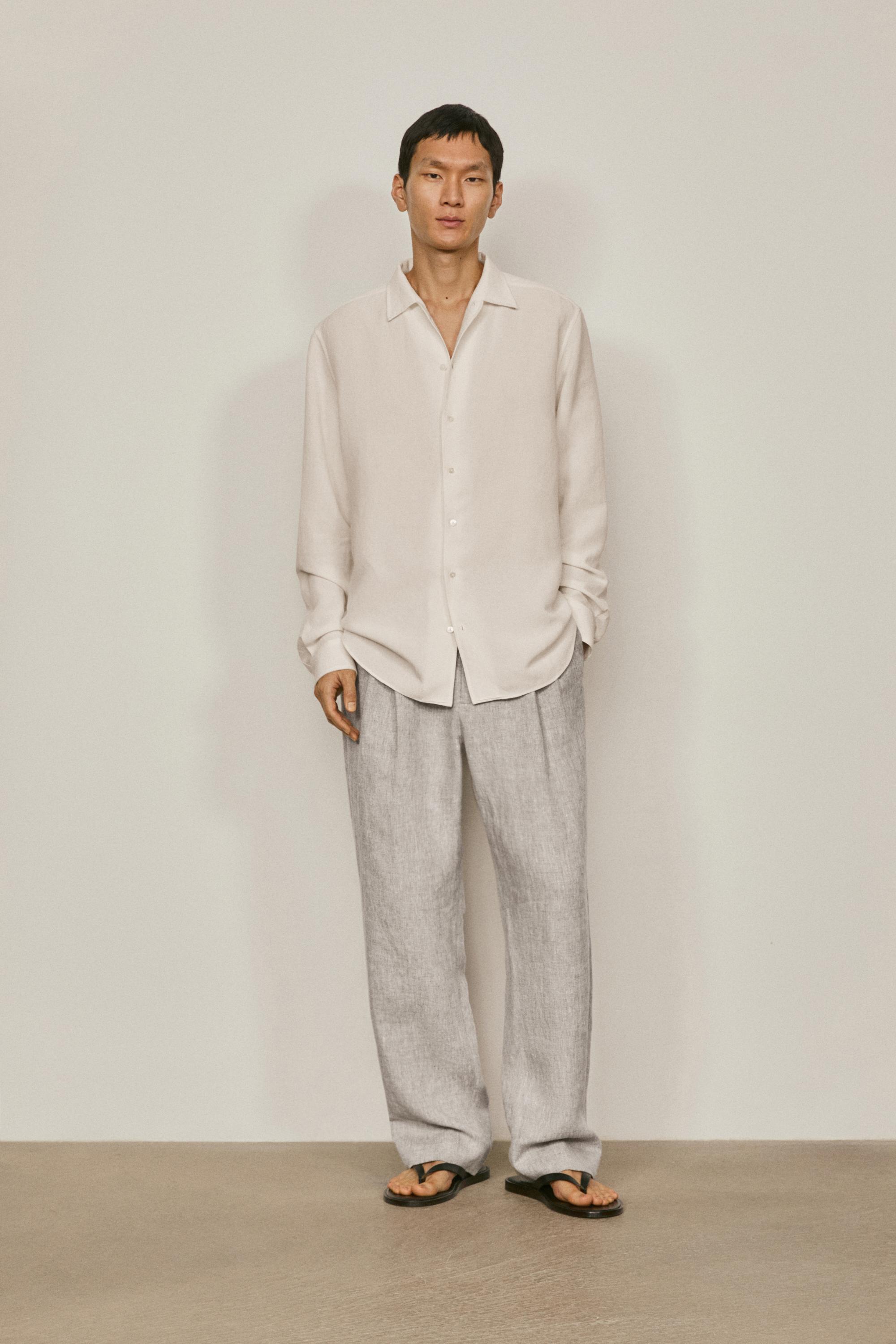Linen blend shirt - LIMITED EDITION White Shirts | Massimo Dutti Linen blend shirt - LIMITED EDITION White Shirts | Massimo Dutti