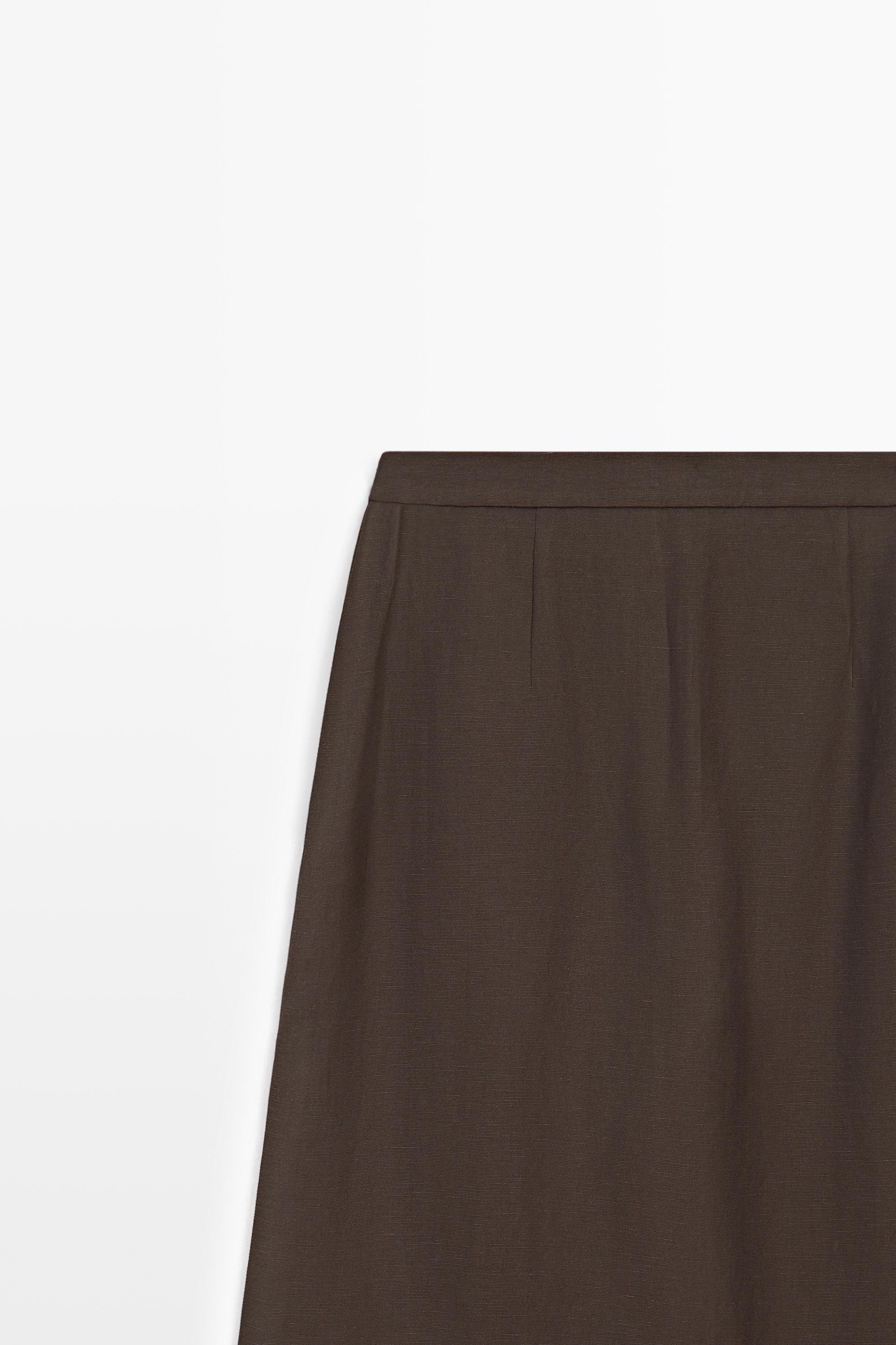 Flowing trousers with skirt detail — Chocolate