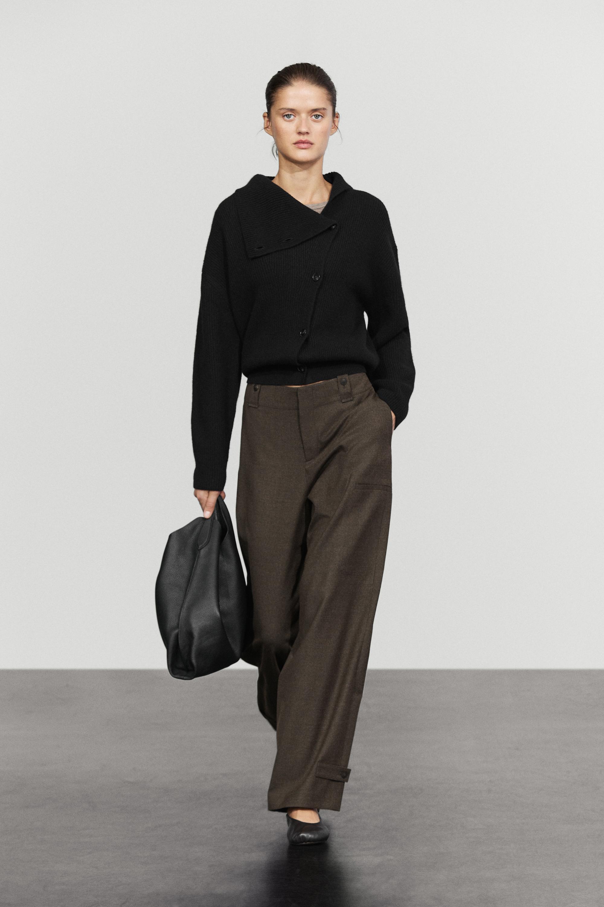 Pantaloni Cargo In Tessuto Flanella - Marrone Topo - 38 (It 42) - Massimo Dutti - Female