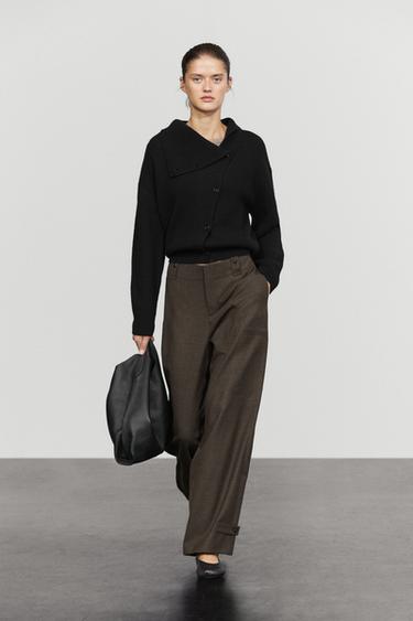 Suede flannel cargo pants — MOLE BROWN 1