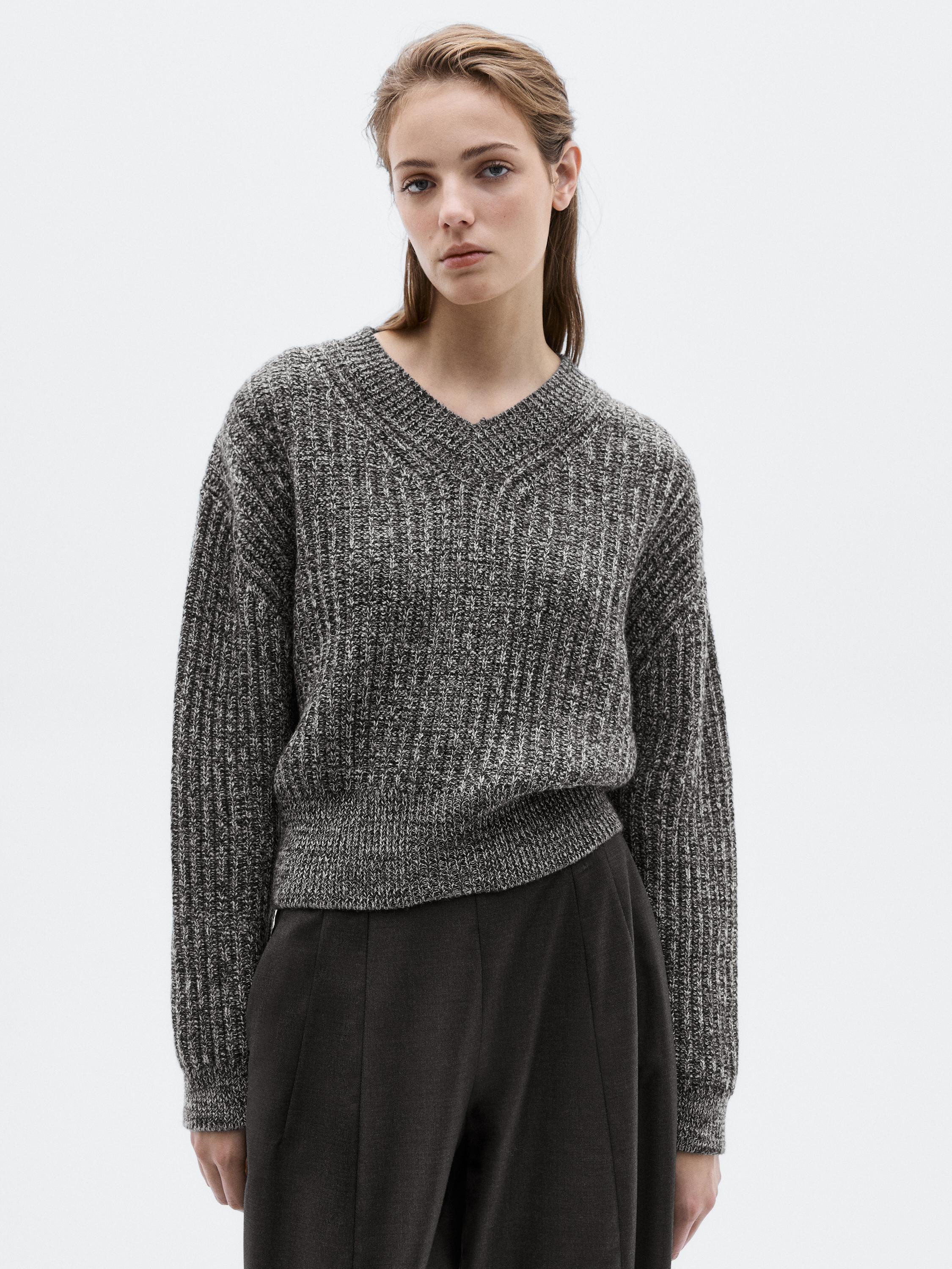 Flecked knit sweater in 100% wool - LIMITED