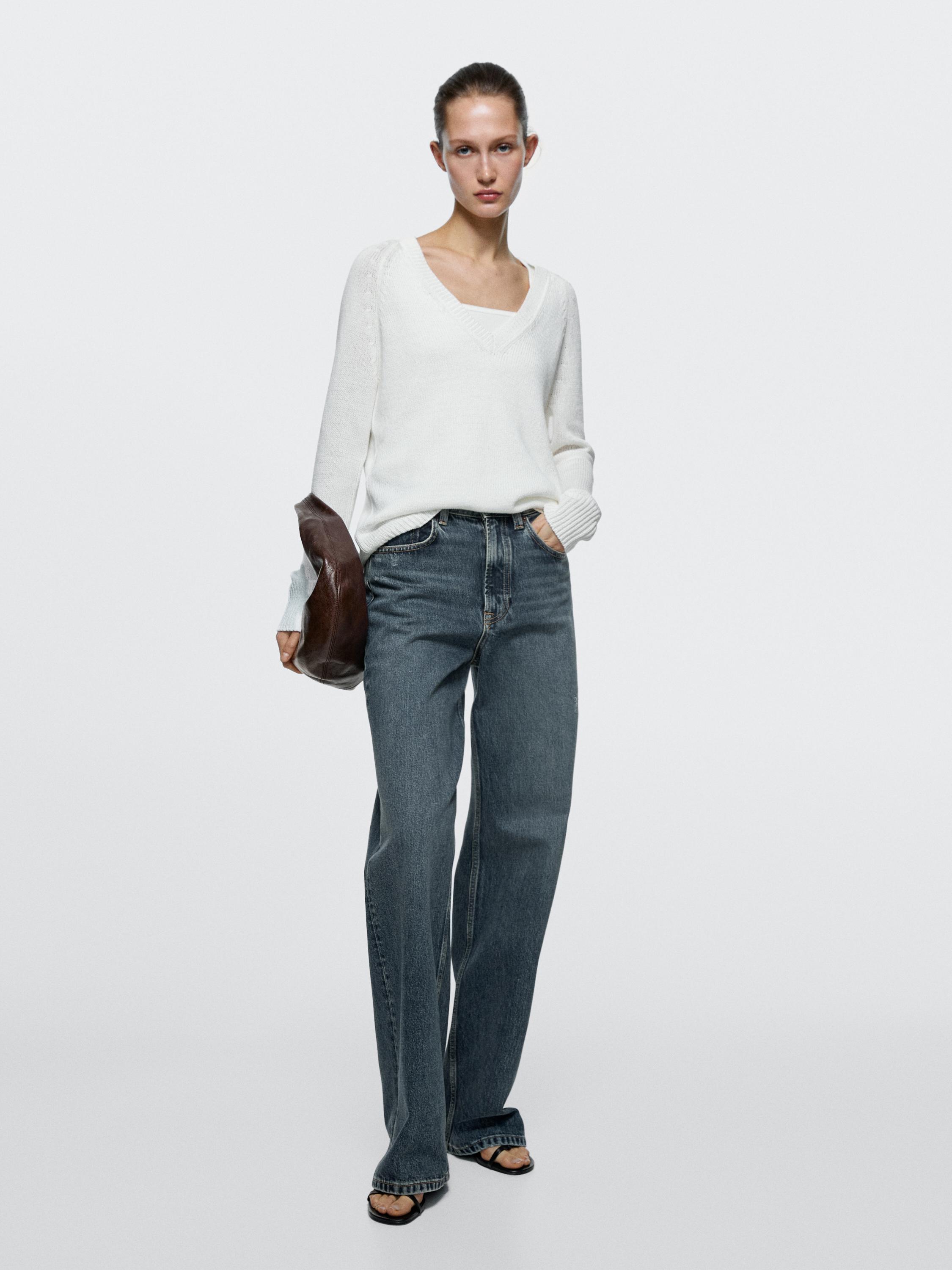 High-waist wide-leg jeans — MEDIUM BLUE