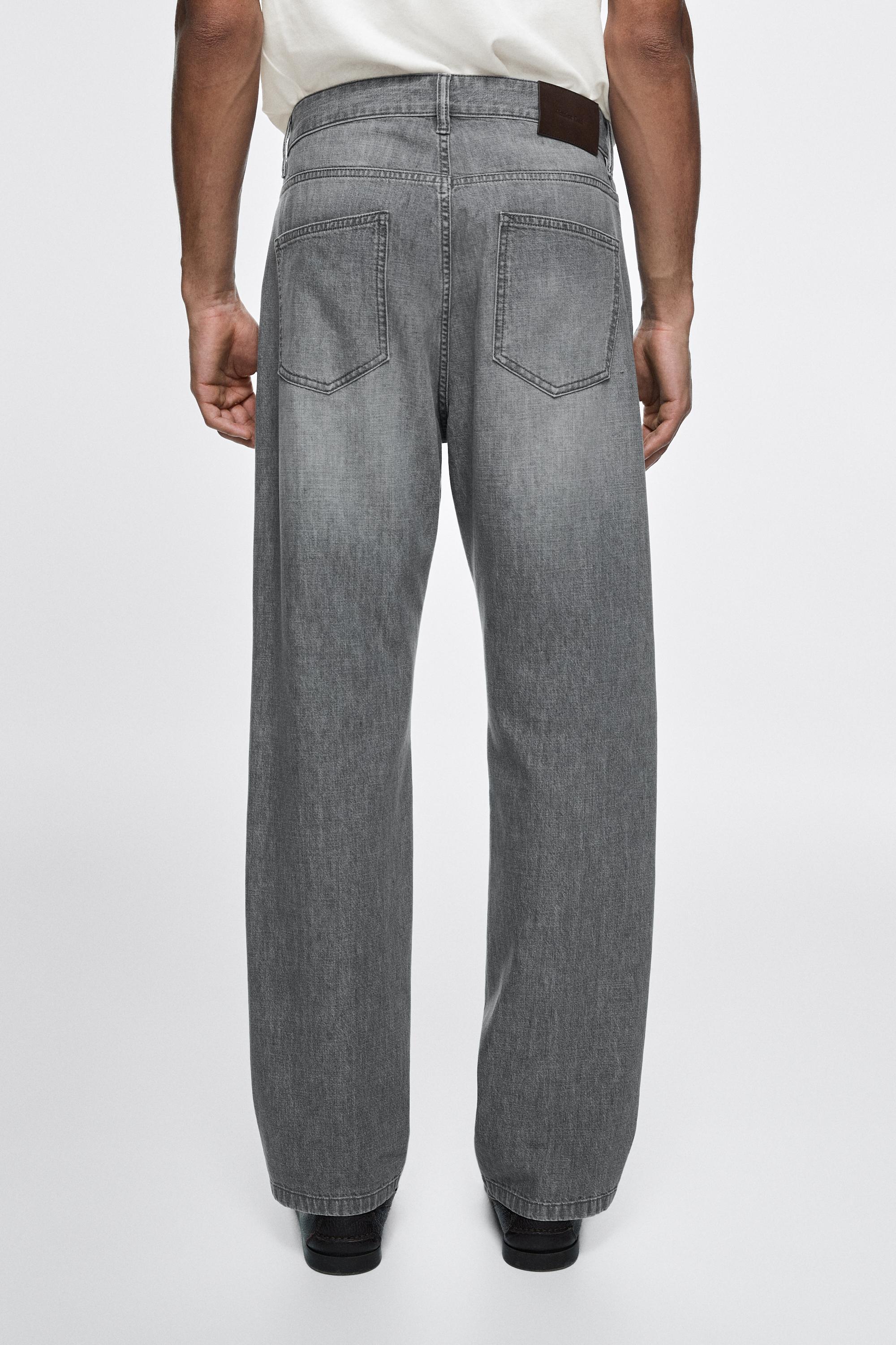 Lightweight straight-leg jeans — GREY MARL