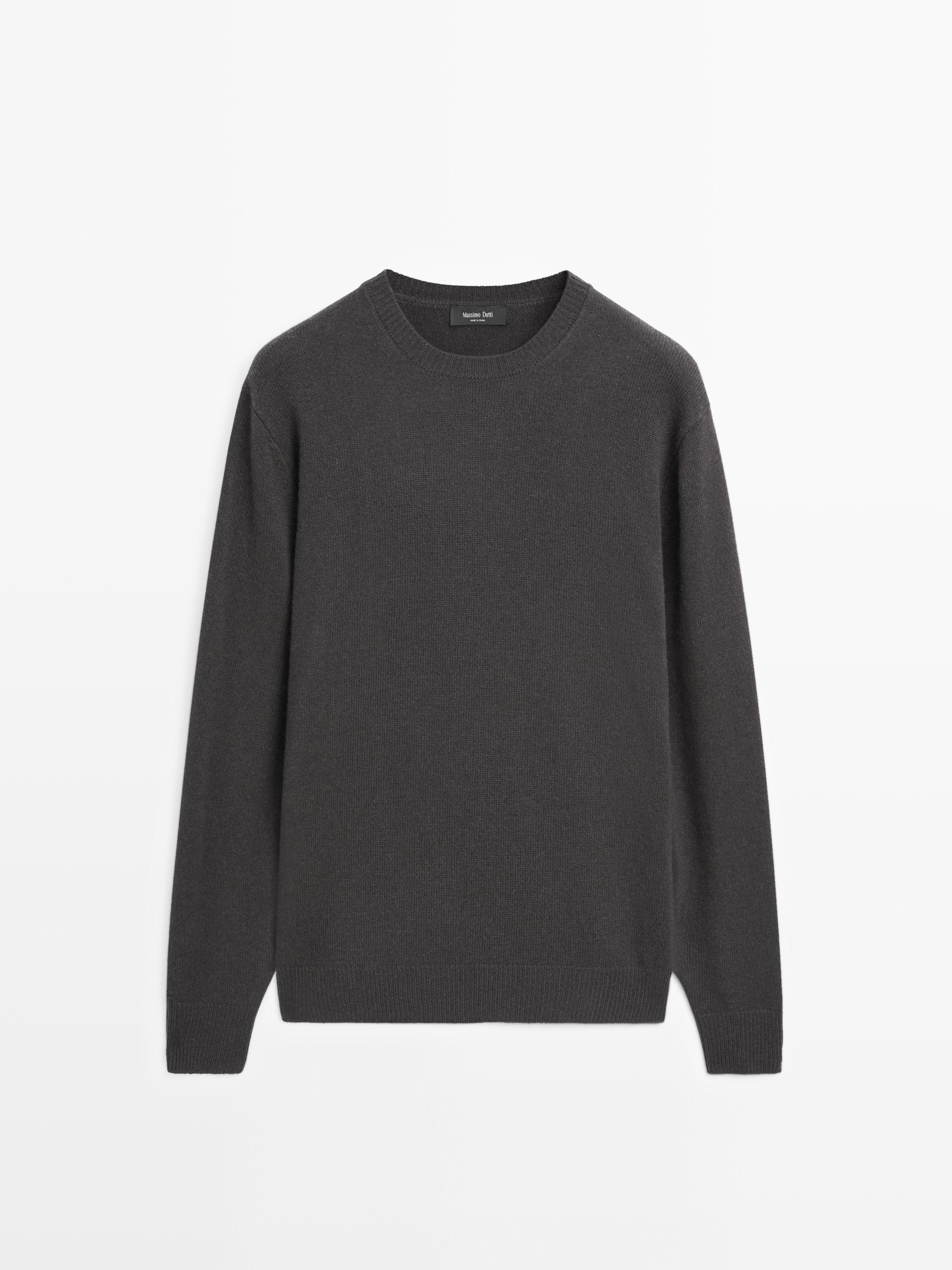 Wool blend crew neck knit sweater
