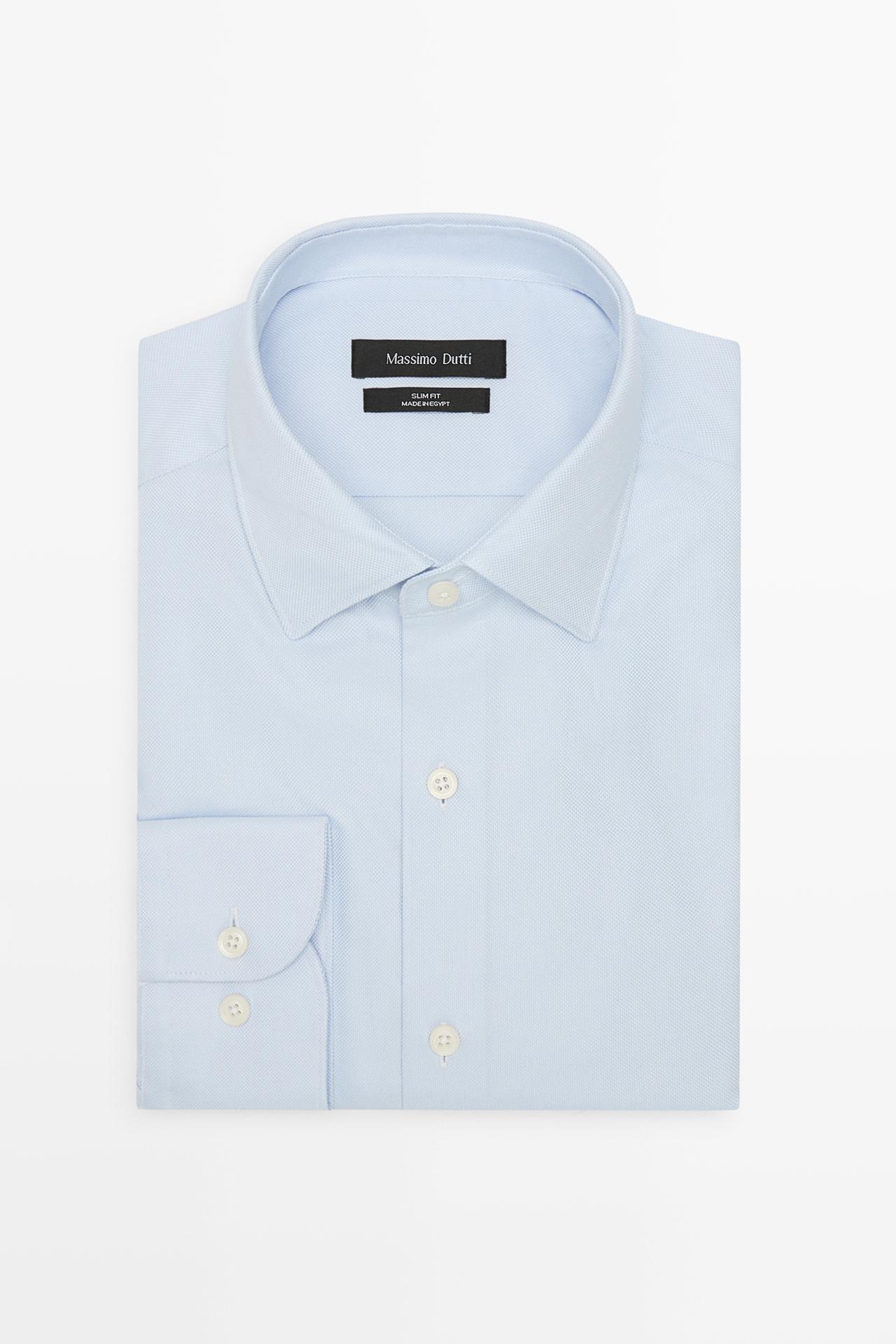 Slim fit 100% cotton Oxford shirt — SKY BLUE