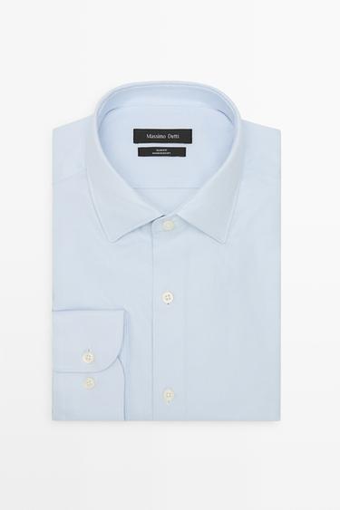 Slim fit 100% cotton Oxford shirt — SKY BLUE 9