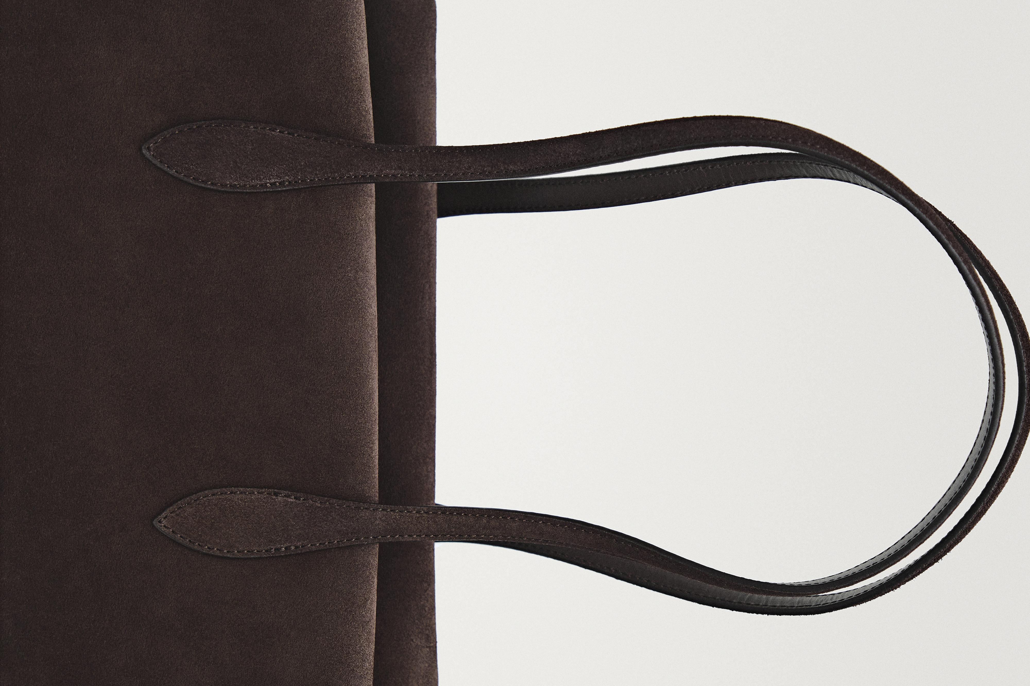Split leather west satchel bag — BROWN