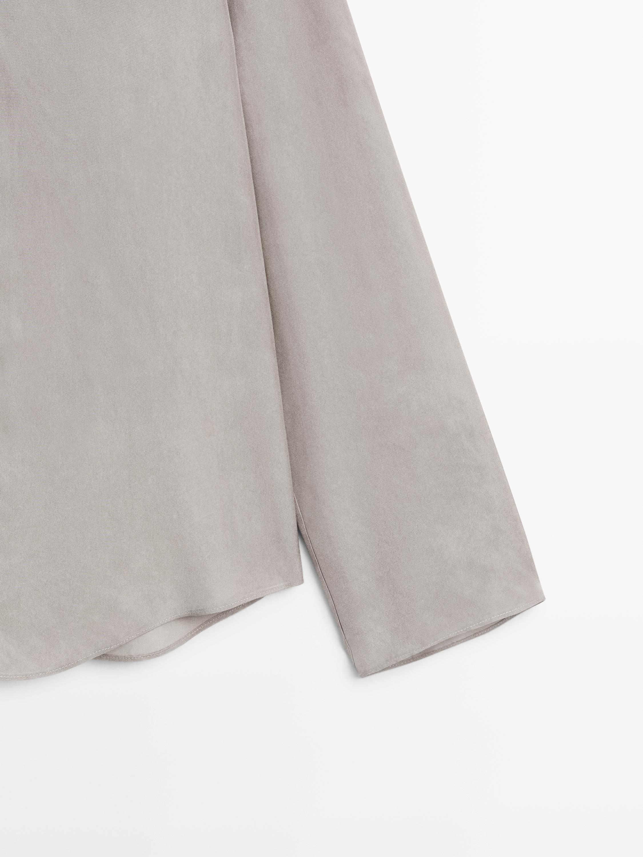 Flowing shirt with scarf detail — GREY