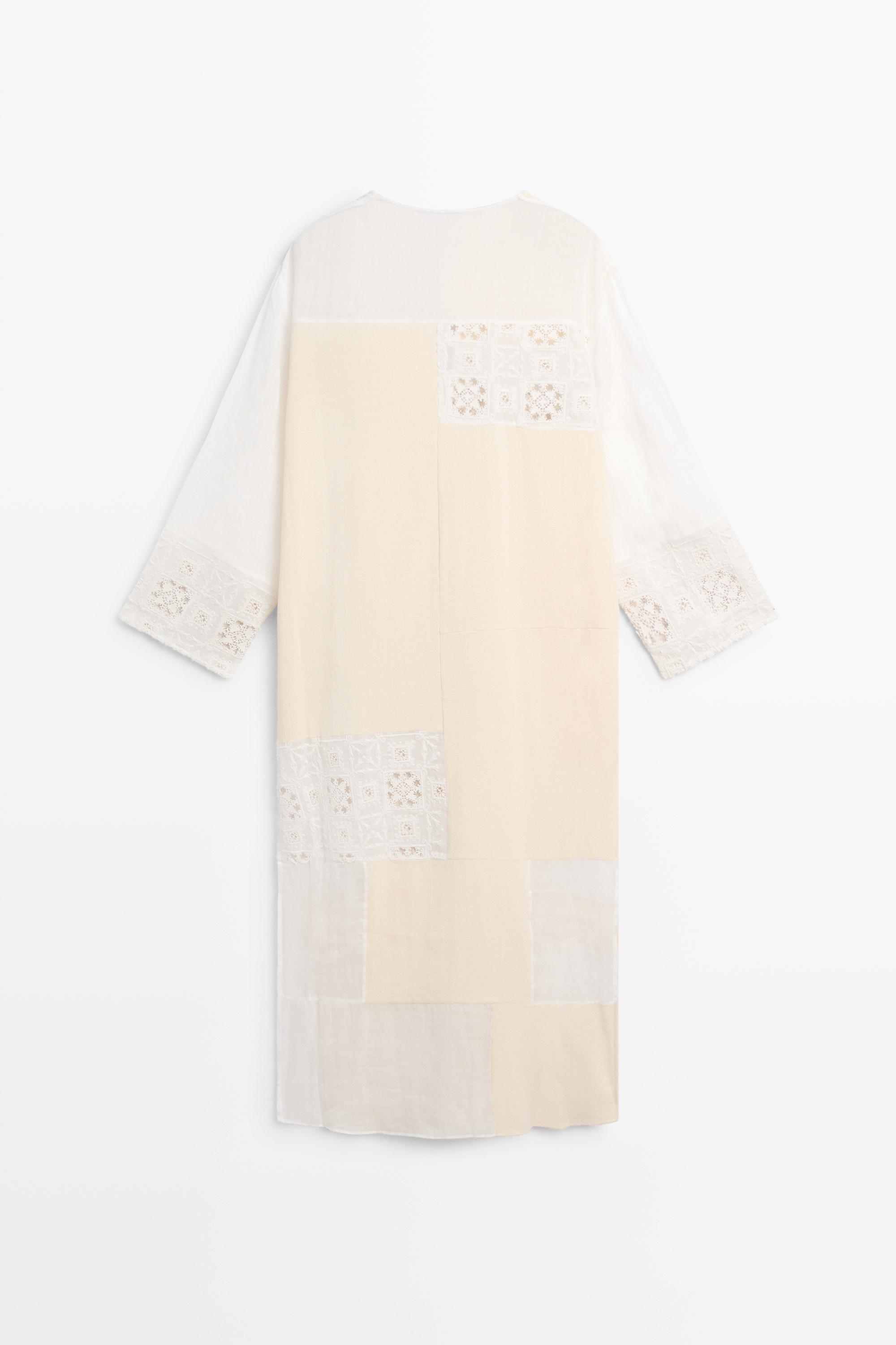 Flowing embroidered kaftan dress — WHITE