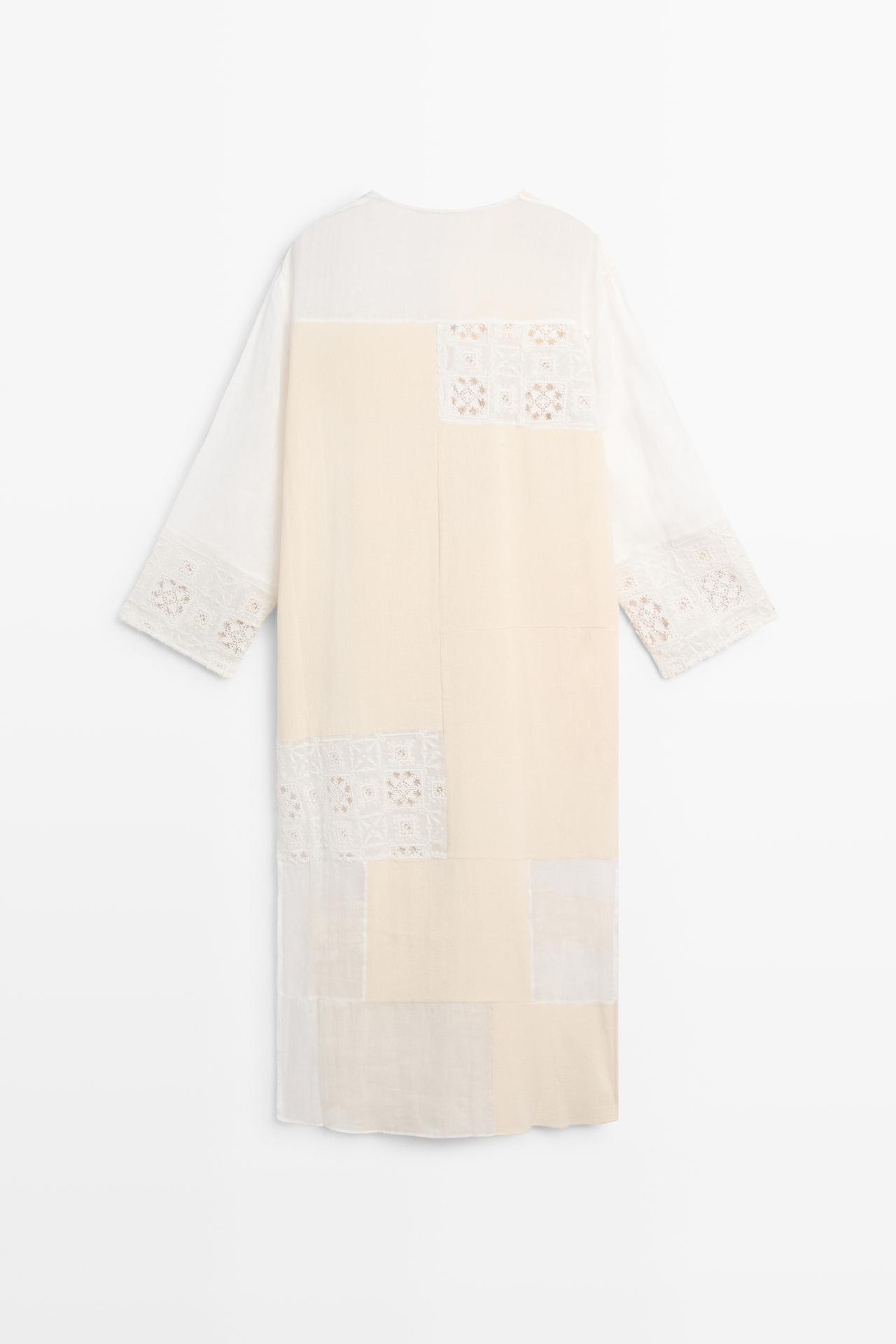 Flowing embroidered kaftan dress — WHITE