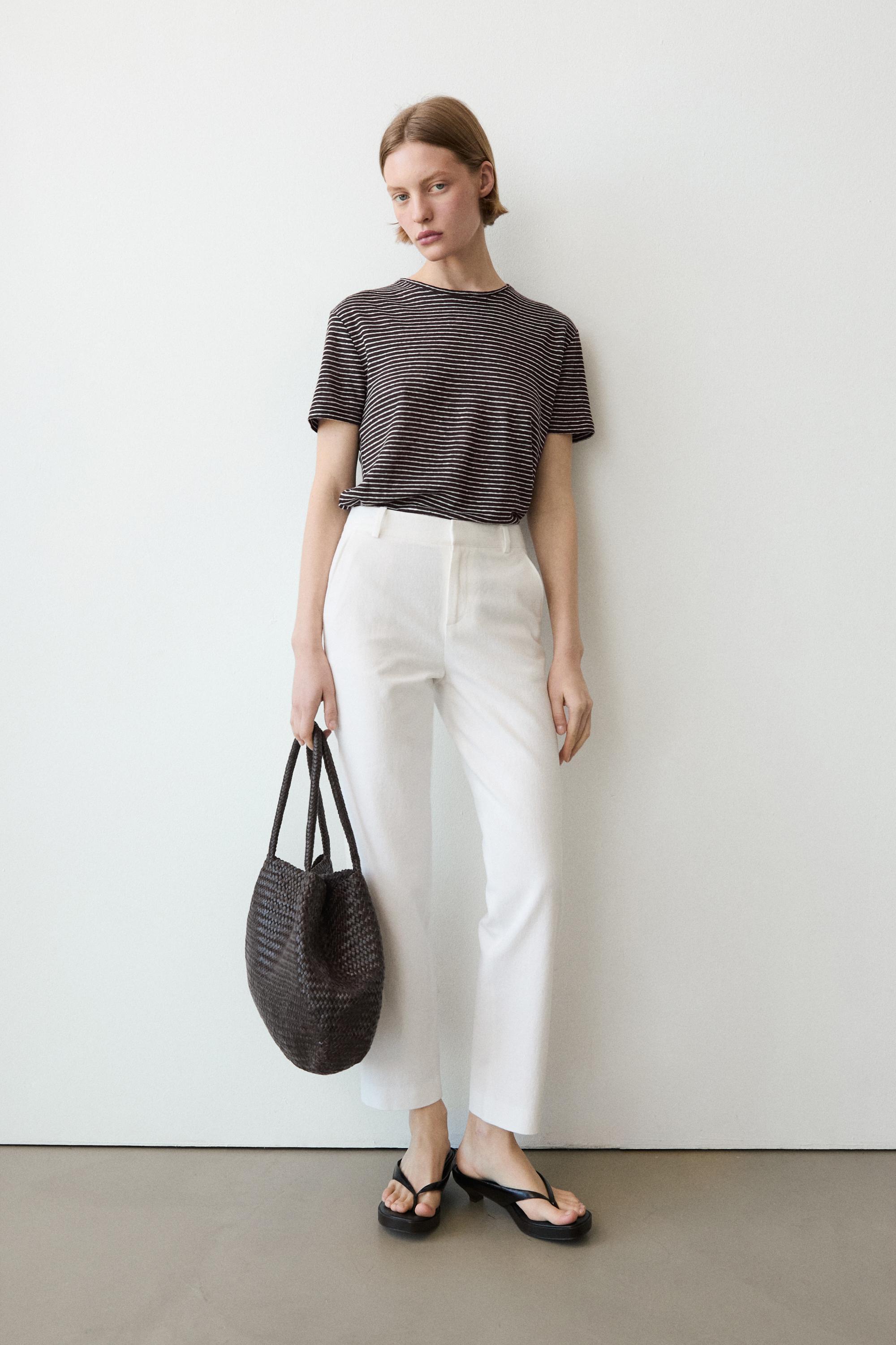 Slim fit linen blend trousers — Off white