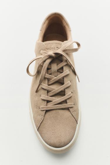 Leather trainers with lug sole — SAND 5