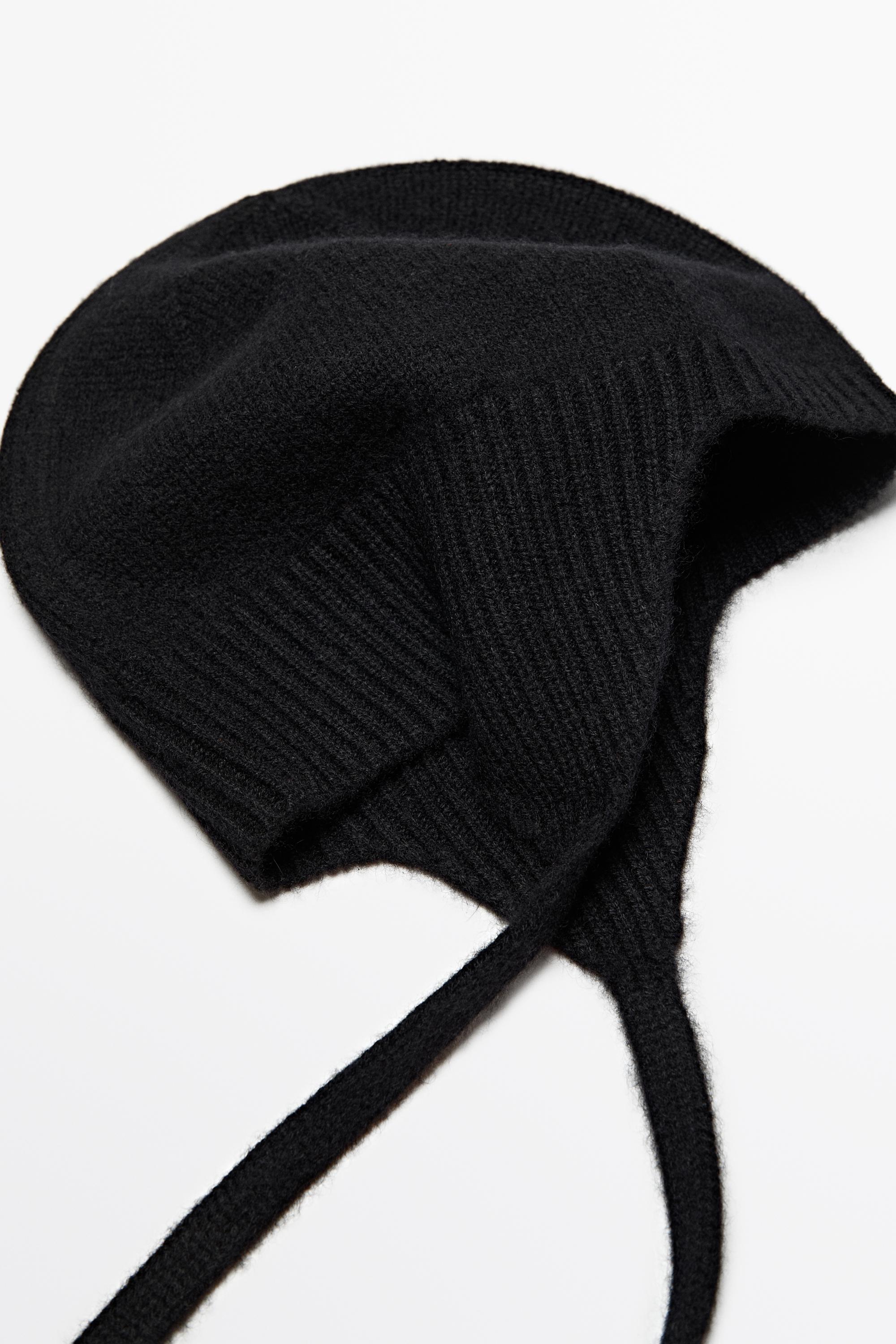 100% cashmere tie-detail beanie — BLACK