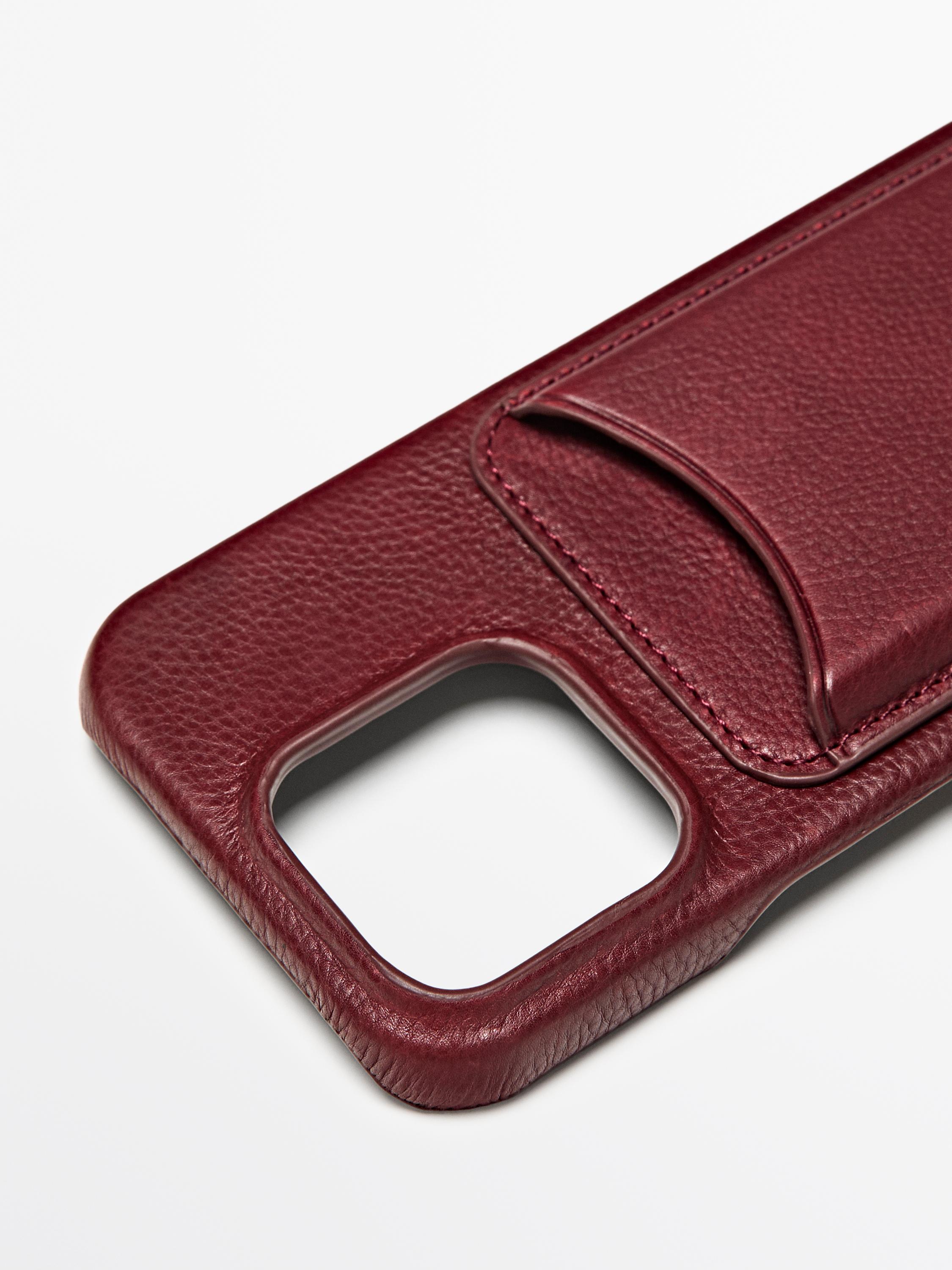 Nappa leather iPhone 16 Pro case — RED