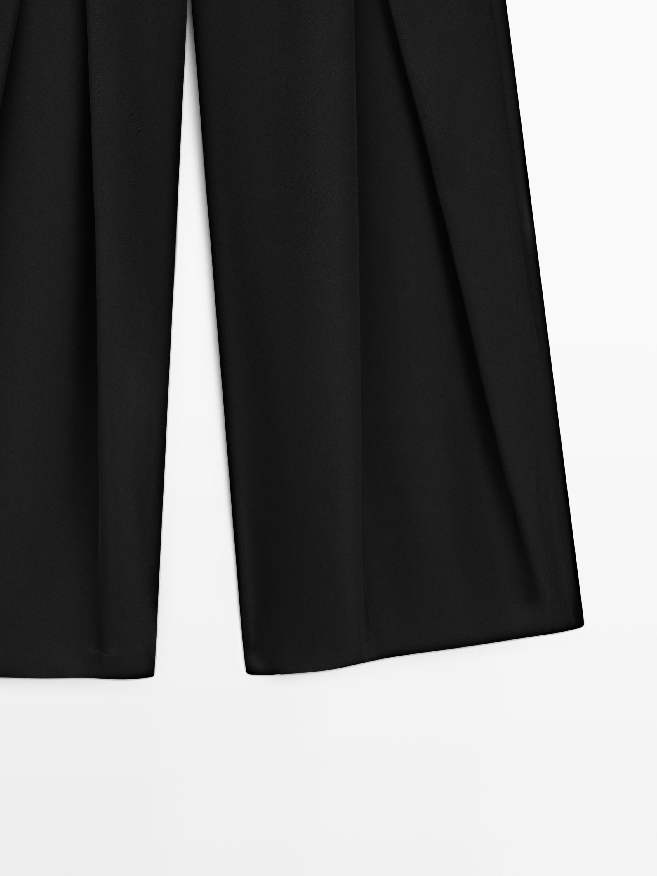 Satin trousers with darts — BLACK