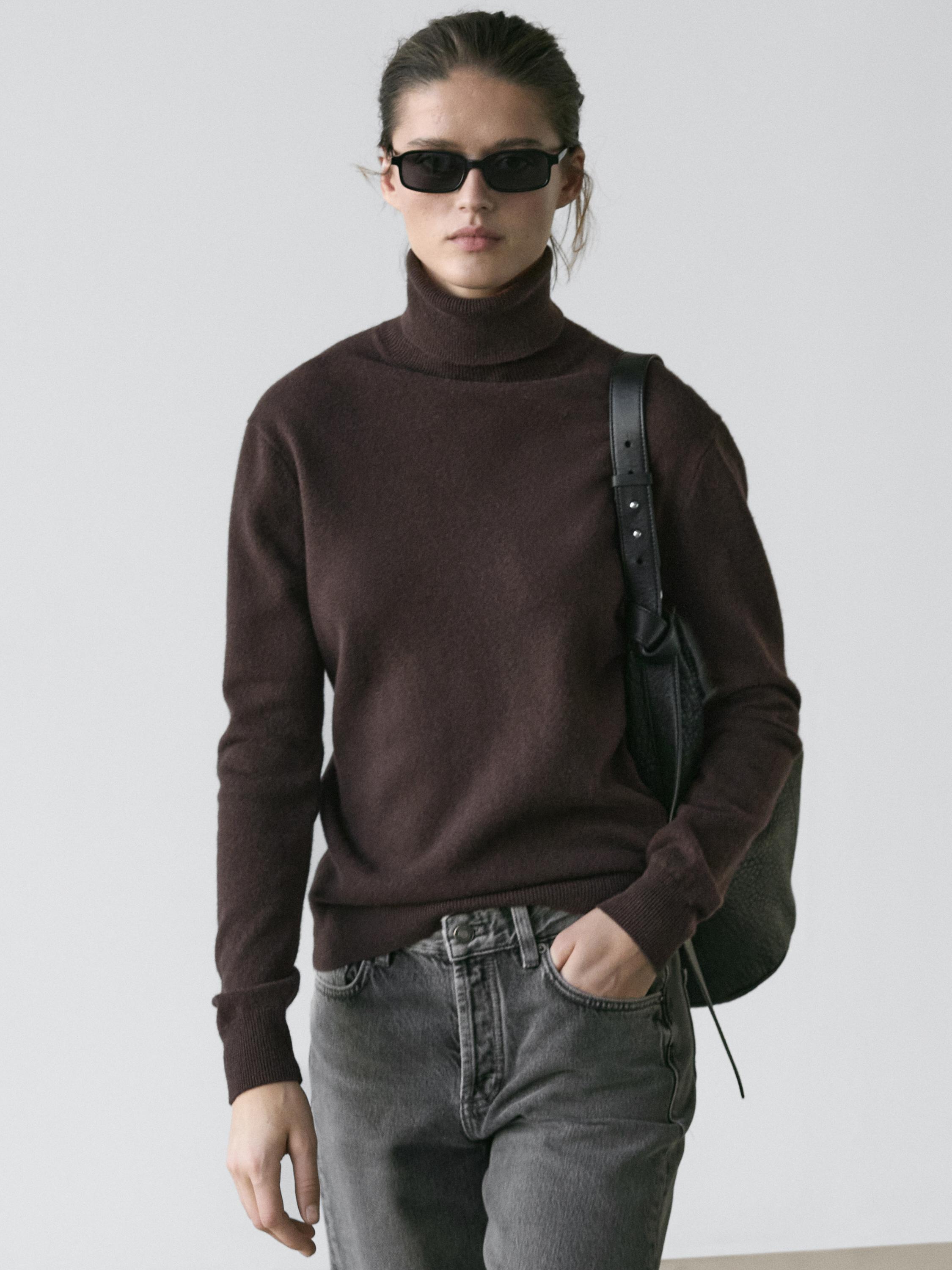 Wool blend high neck sweater