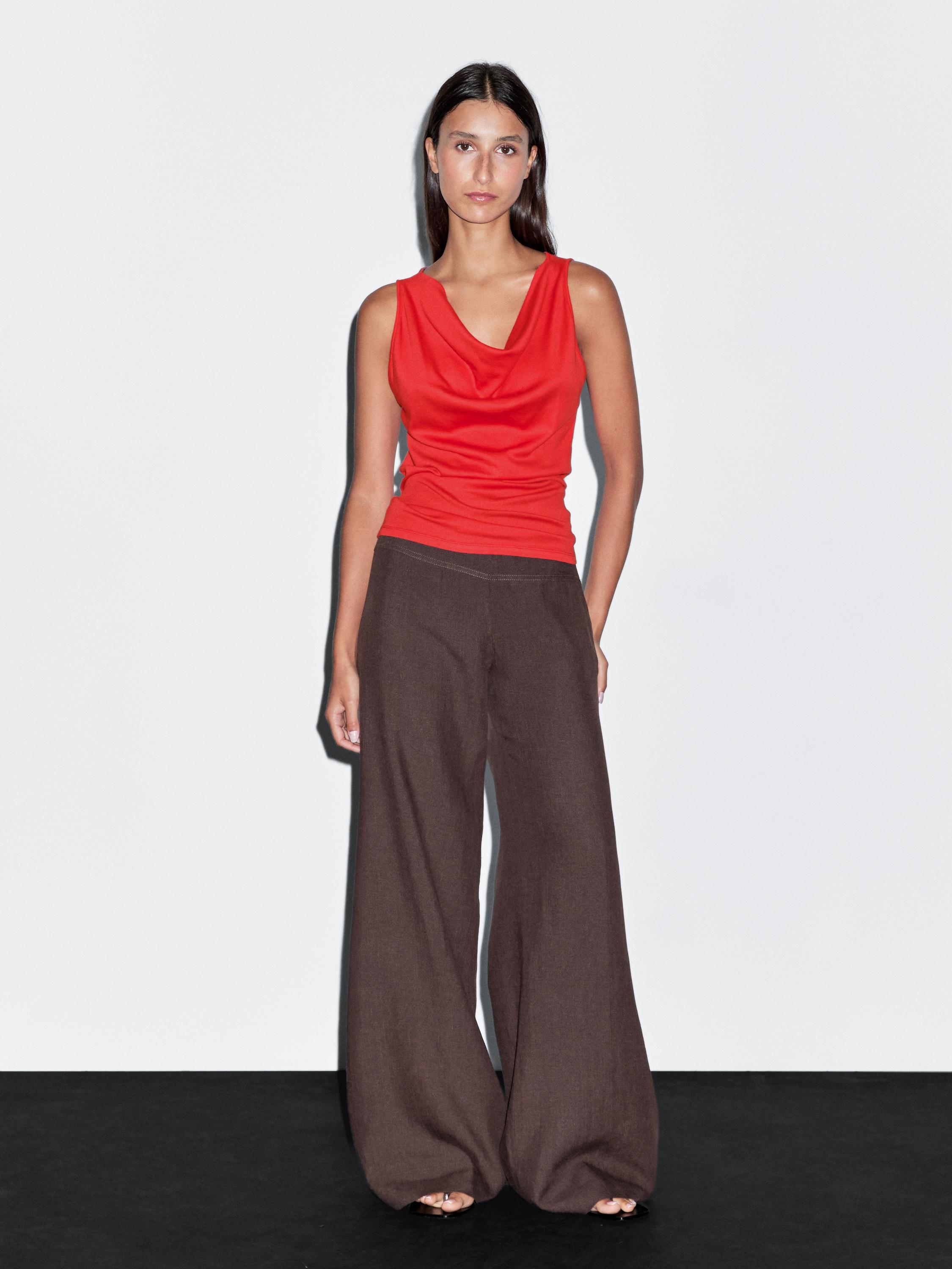 100% cotton top with draped neckline