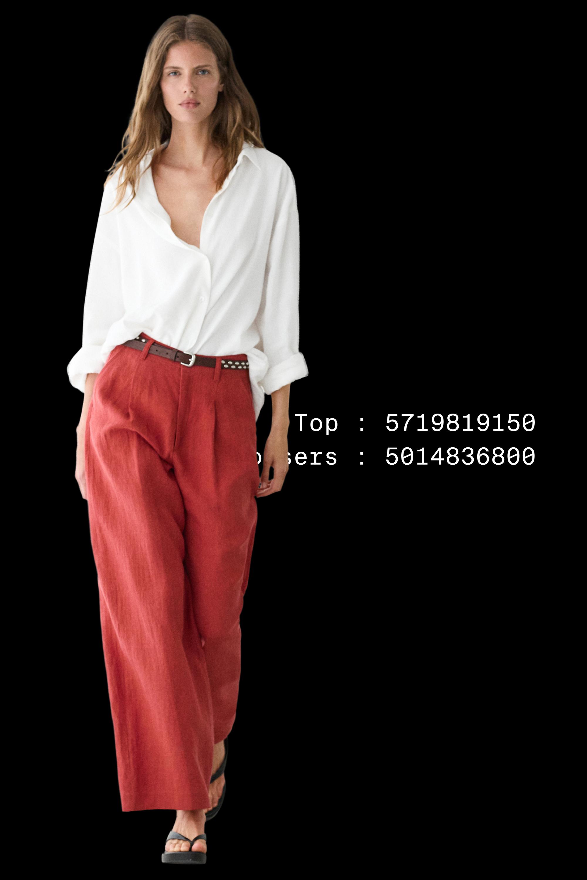 Loose fit high-waist linen trousers — REDDISH