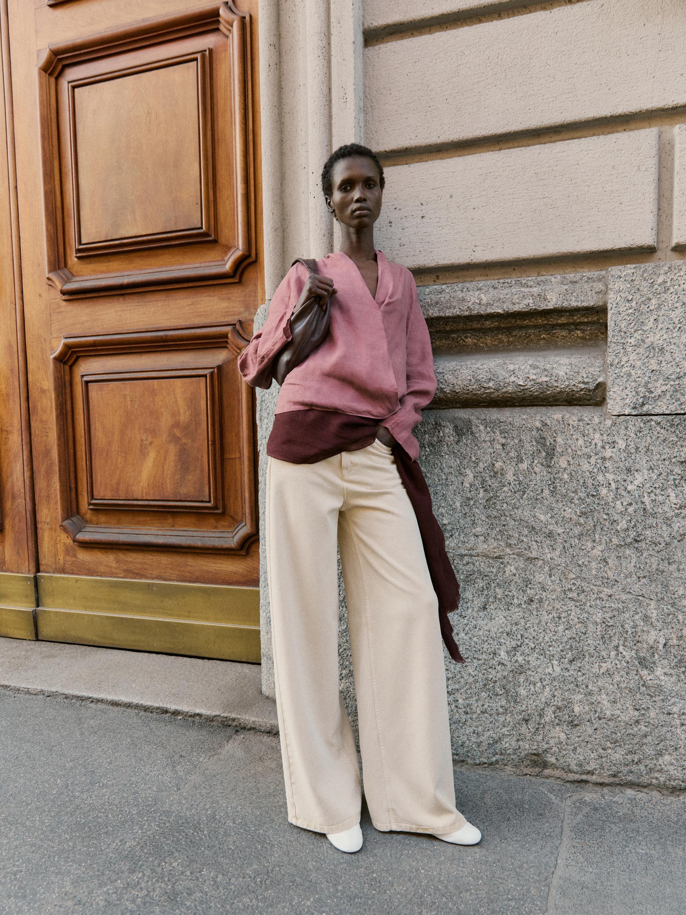 Low-rise wide-leg jeans — Vanilla
