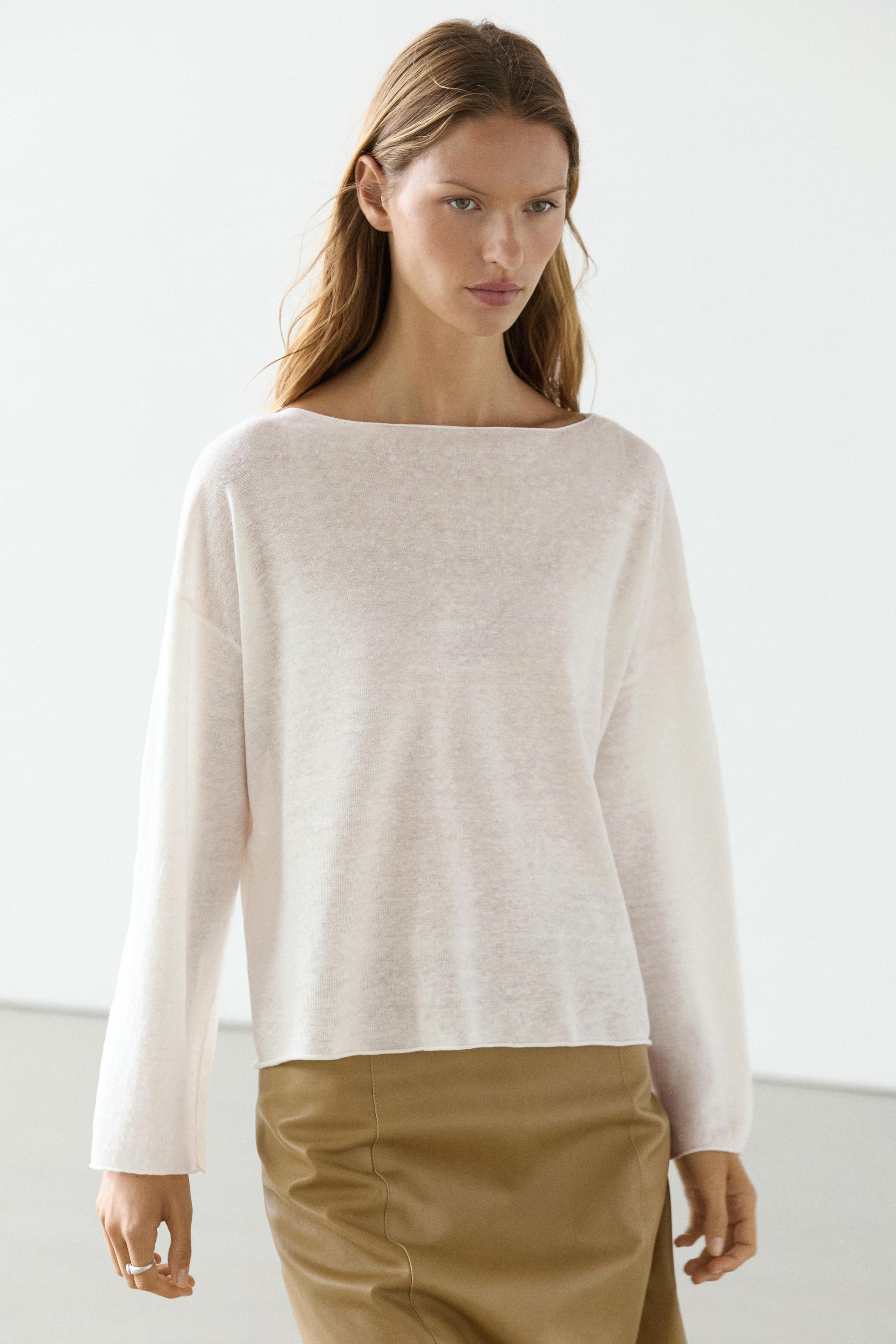 Pull en maille à col bateau en lin